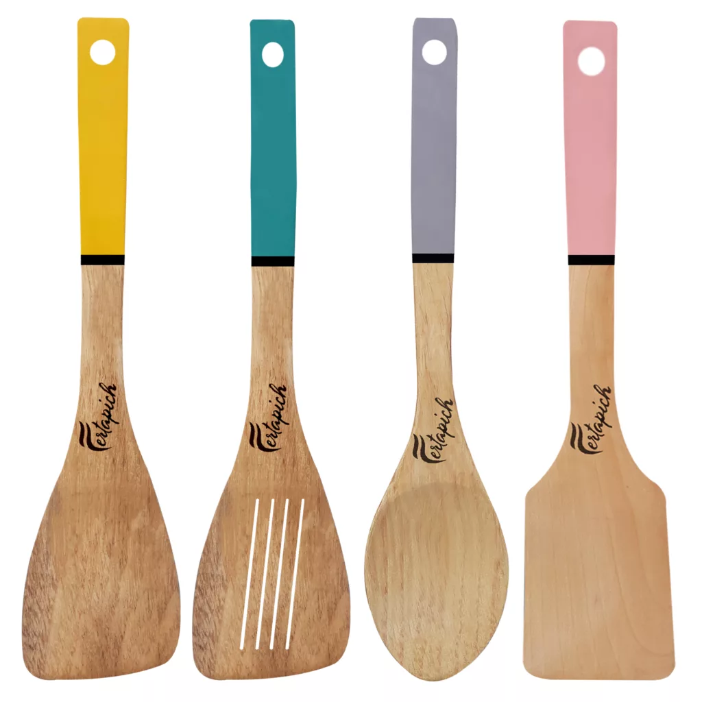 سرویس کفگیر و ملاقه 4 پارچه فرتاپیچ مدل چوبی کد 041