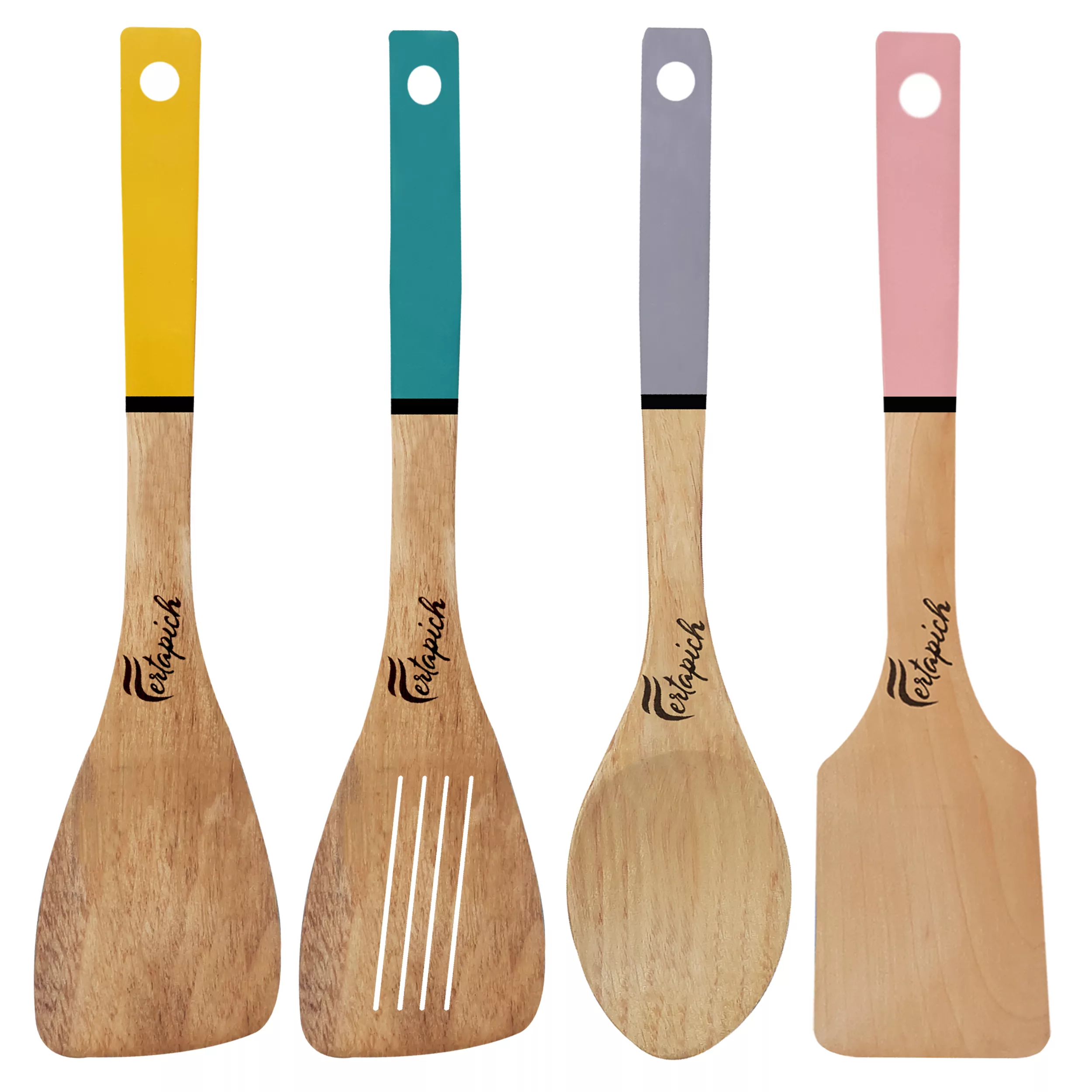 سرویس کفگیر و ملاقه 4 پارچه فرتاپیچ مدل چوبی کد 041