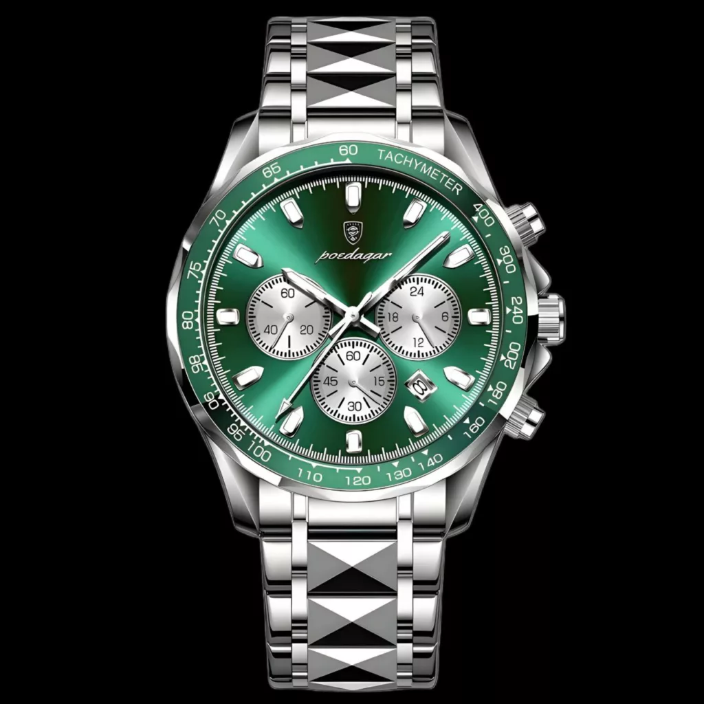 ساعت مچی عقربه‌ای کوارتز مردانه مدل الماسی سه موتور کورنوگراف کد 101