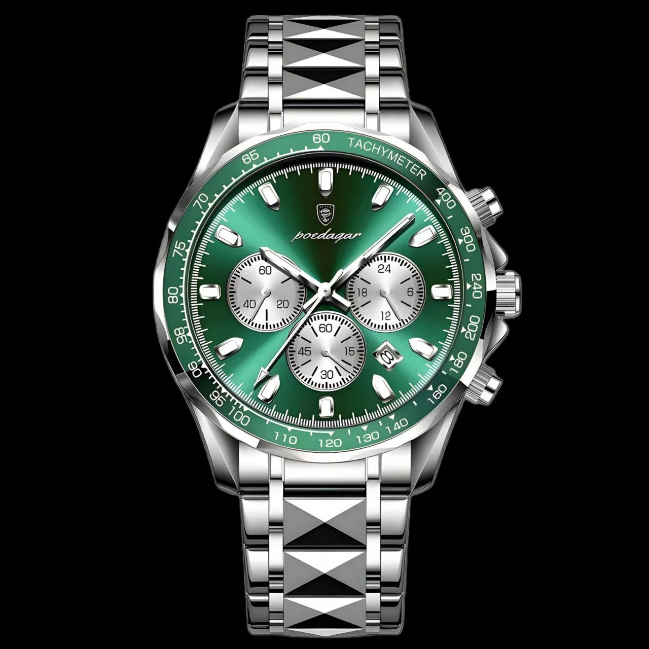 ساعت مچی عقربه‌ای کوارتز مردانه مدل الماسی سه موتور کورنوگراف کد 101