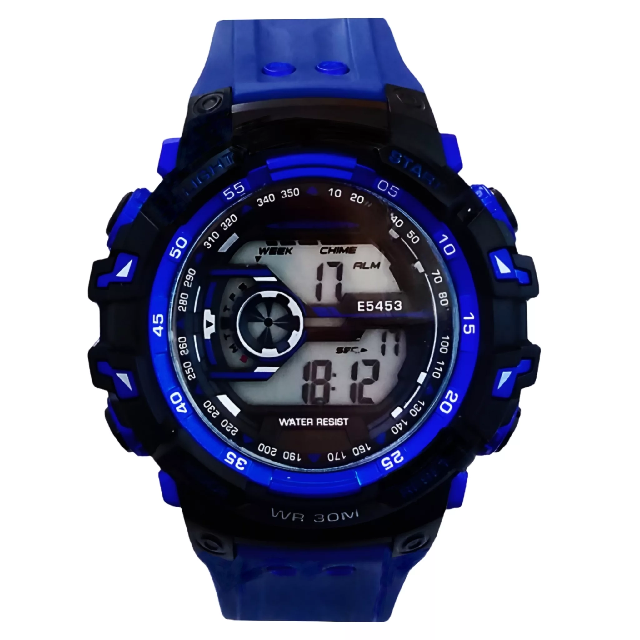 ساعت مچی دیجیتال مدل تک زمانه کرنوگراف بند پیو کد EM4