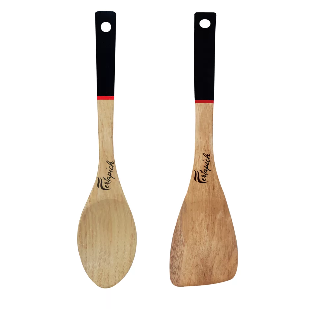 سرویس کفگیر و ملاقه 2 پارچه فرتاپیچ مدل چوبی کد 044