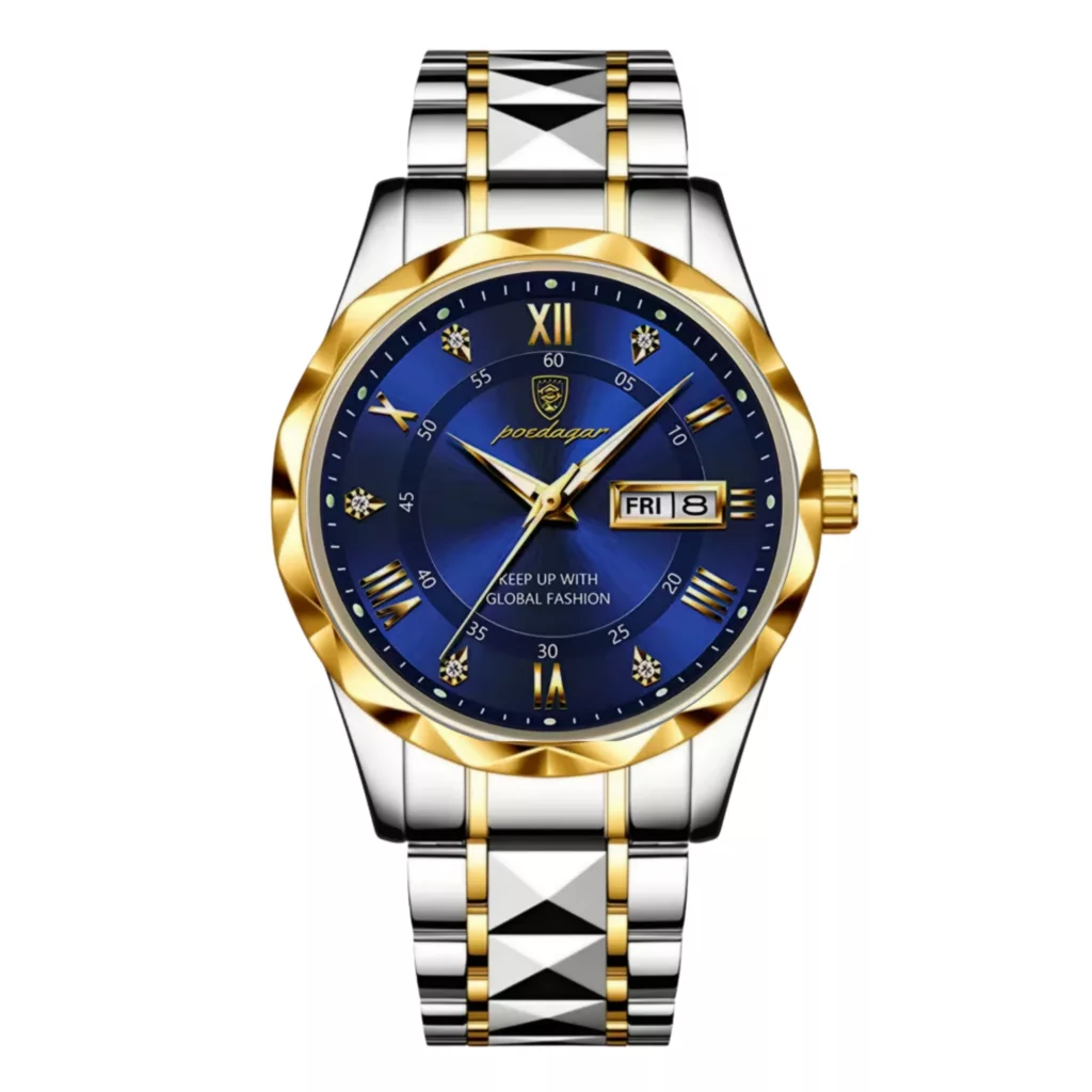 ساعت مچی عقربه‌ای کوارتز مردانه پوداگار مدل دی دیت بند استیل تراش الماسی کد P1