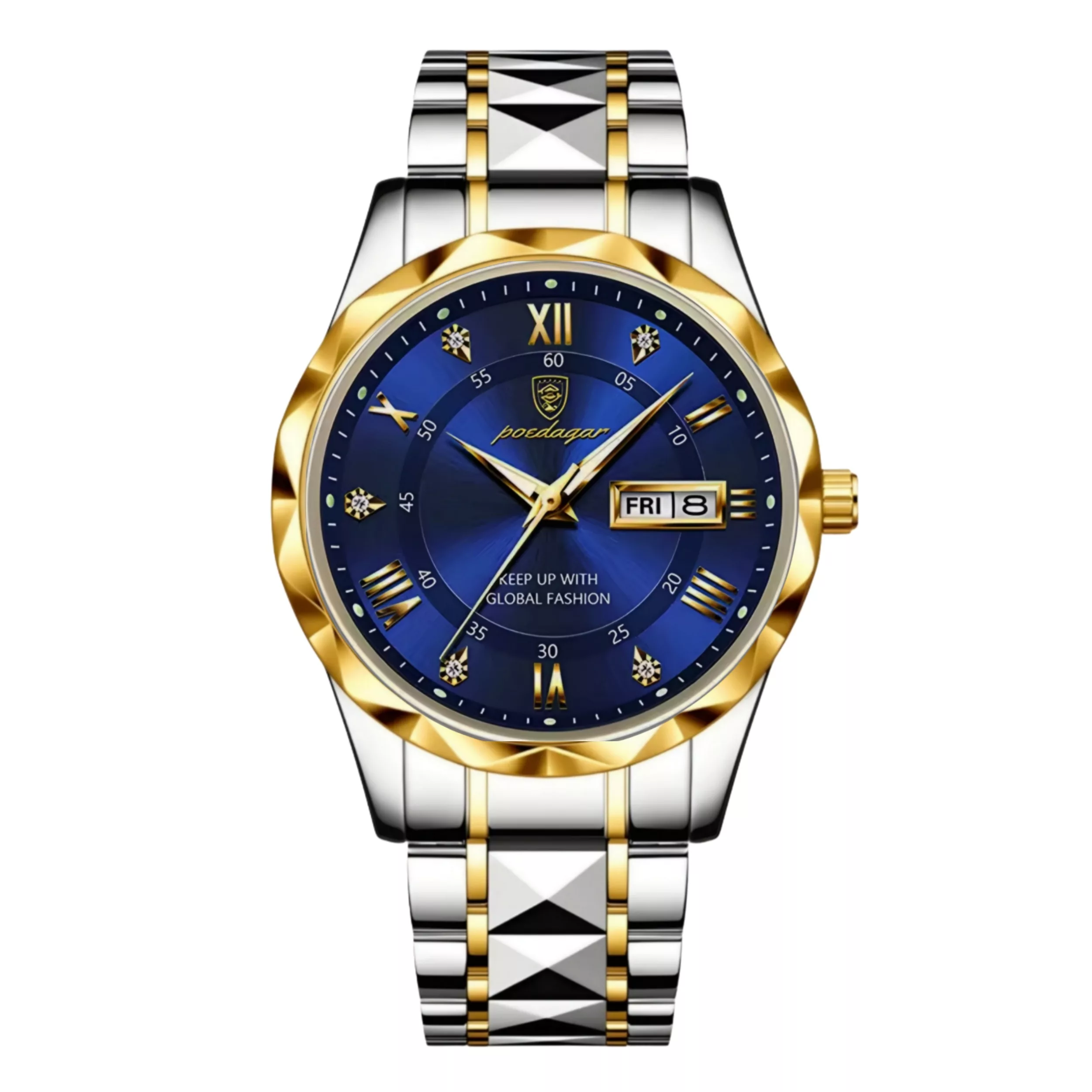 ساعت مچی عقربه‌ای کوارتز مردانه پوداگار مدل دی دیت بند استیل تراش الماسی کد P1