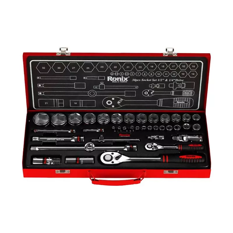 مجموعه 27 عددی آچار بکس و سری بکس رونیکس مدل RON-2638