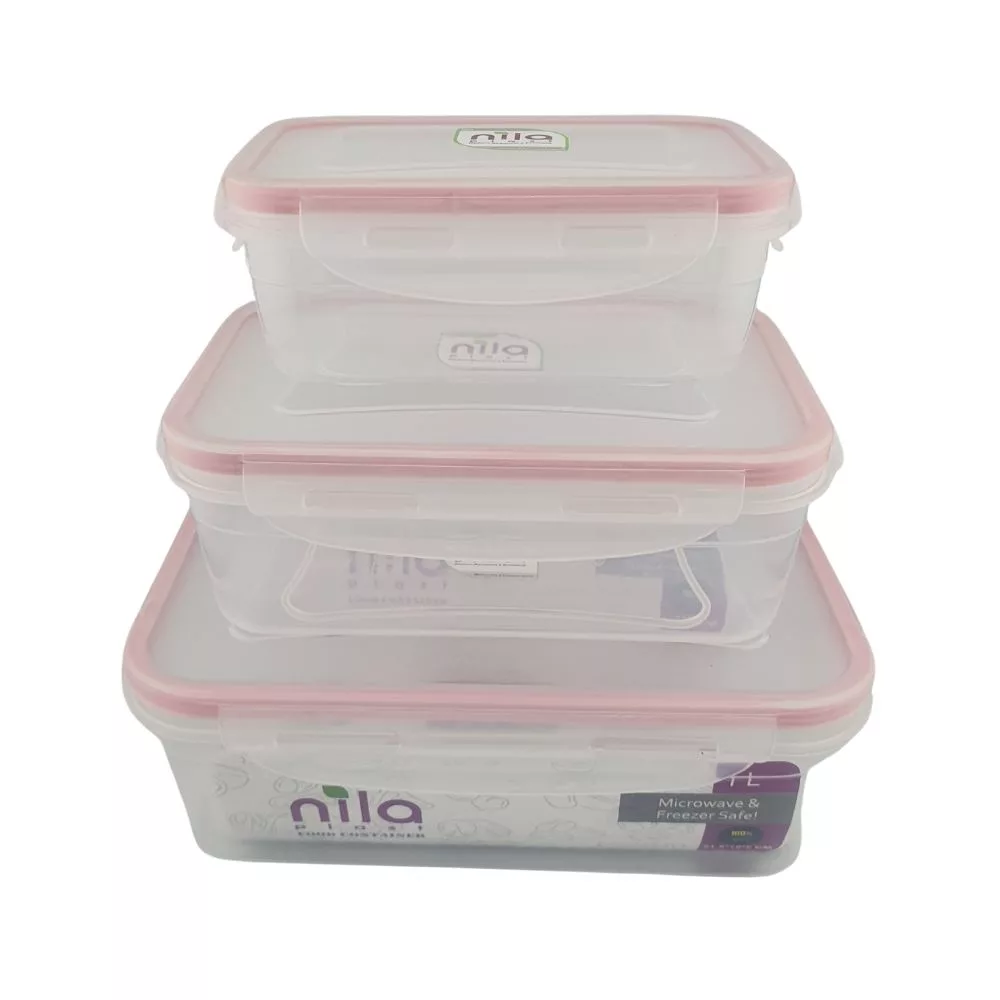 ظرف نگهدارنده نیلا مدل مستطیل مجموعه 3 عددی