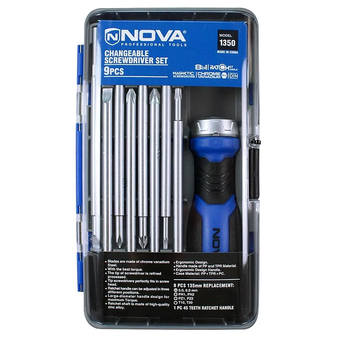 پیچ گوشتی نووا کد 1350 مجموعه 9 عددی