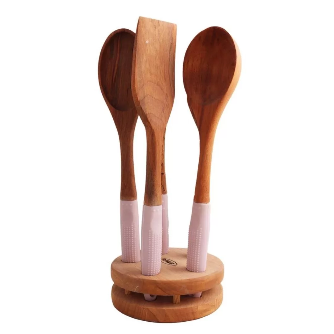 سرویس کفگیر و ملاقه 5 پارچه ریور مدل چوبی کد HS1