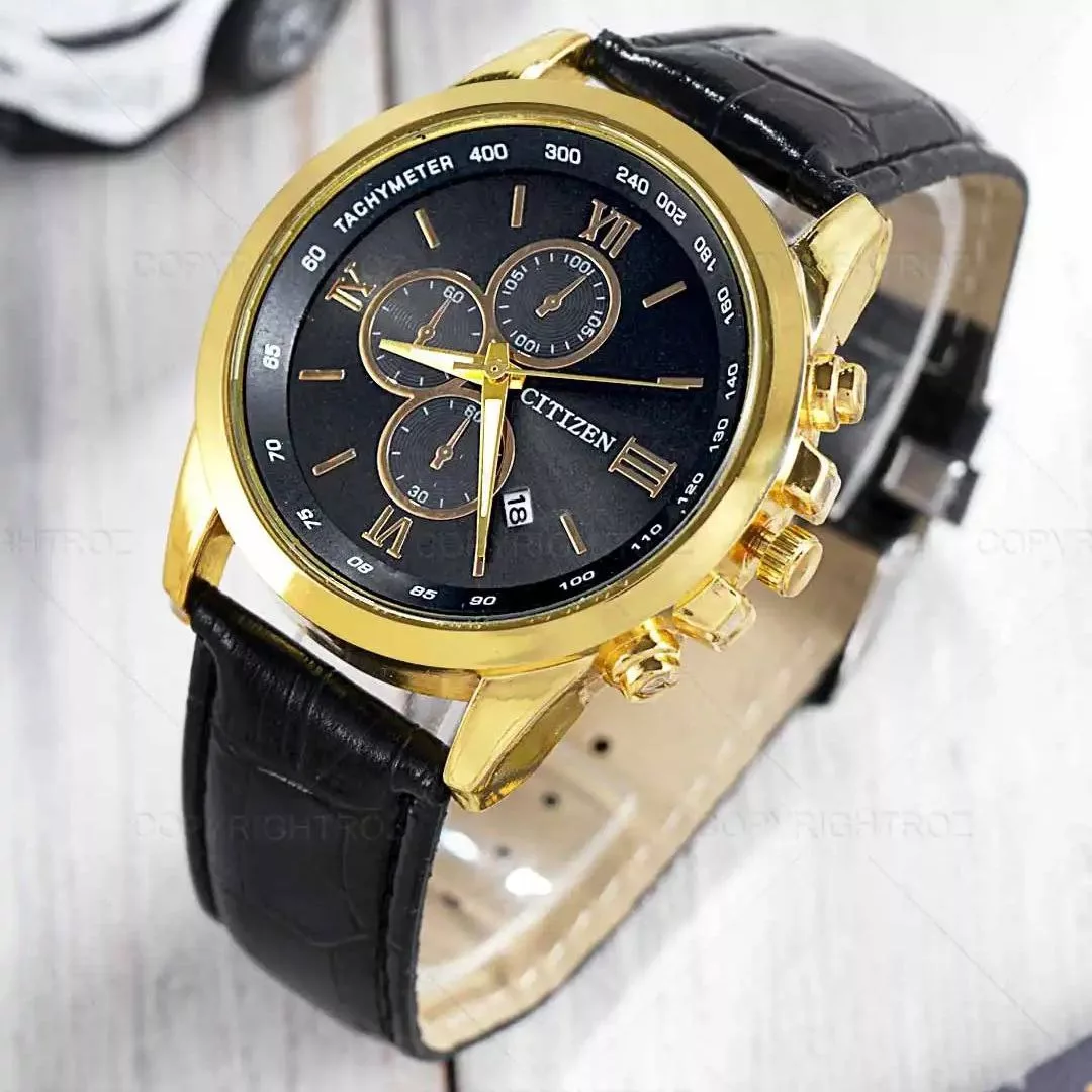 ساعت مچی عقربه‌ای مردانه مدل چرمی تک موتور 01