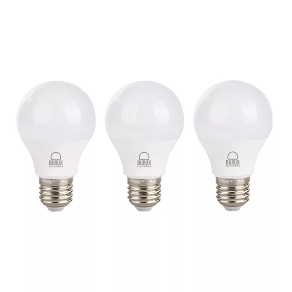 لامپ ال ای دی 7 وات بروکس مدل حبابی پایه E27 کد A55 بسته 3 عددی