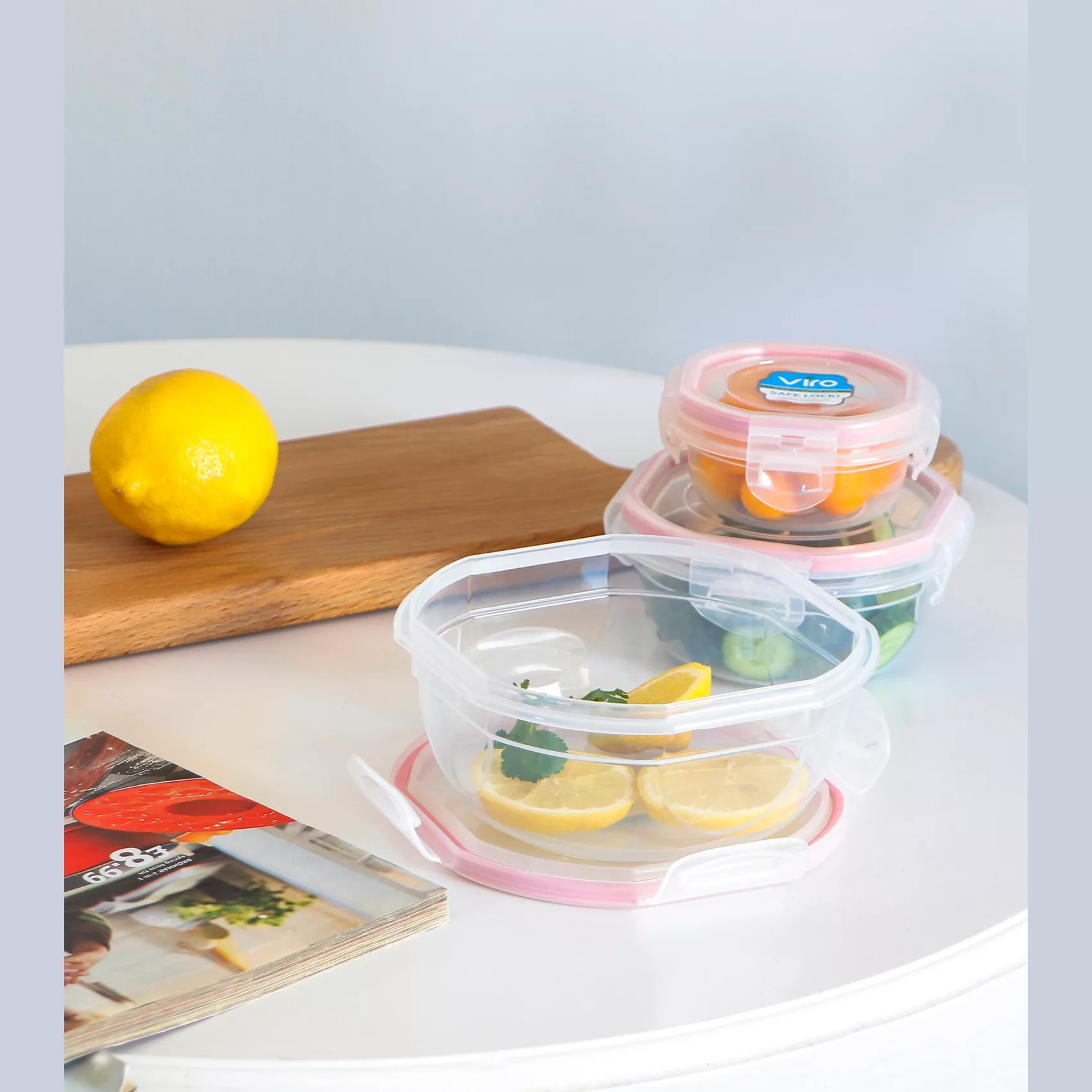 ظرف نگهدارنده ویرو پلاستیک مدل فریزری سیف لاک کد 306 مجموعه 3 عددی