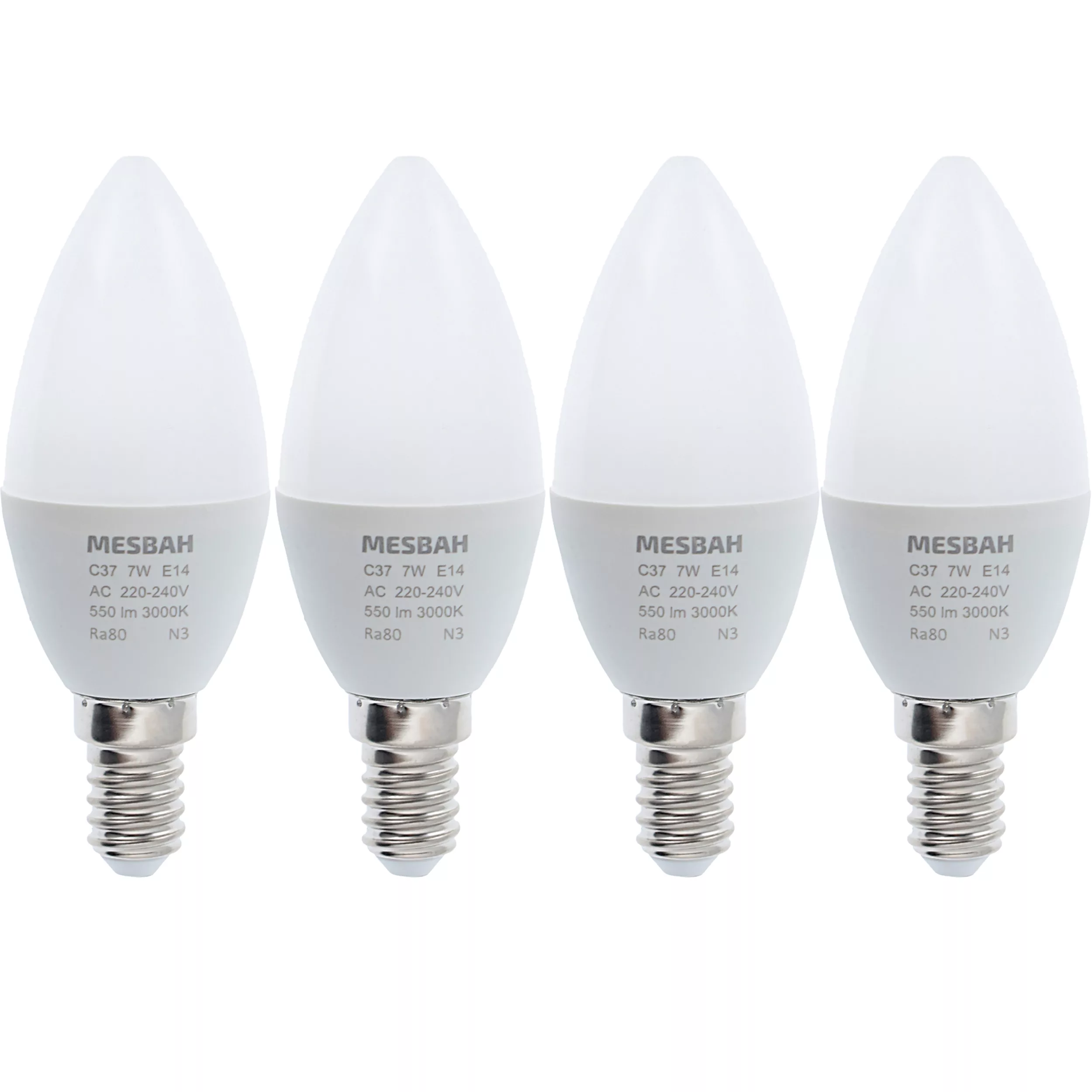 لامپ ال ای دی 7 وات مصباح مدل شمعی کد C37-7W پایه E14 بسته 4 عددی