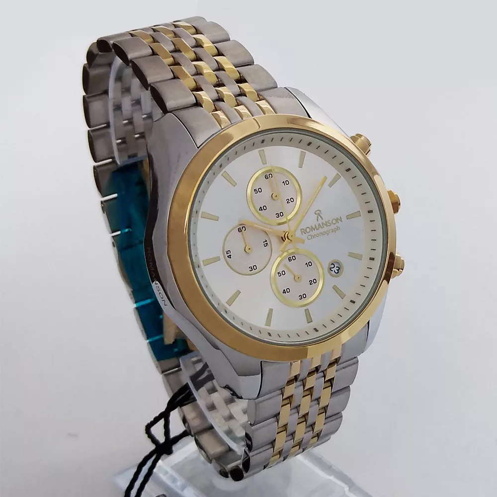 ساعت مچی عقربهای مردانه رومانسون مدل بندفلزی سه موتور کرنوگراف ضدآب کد 25021