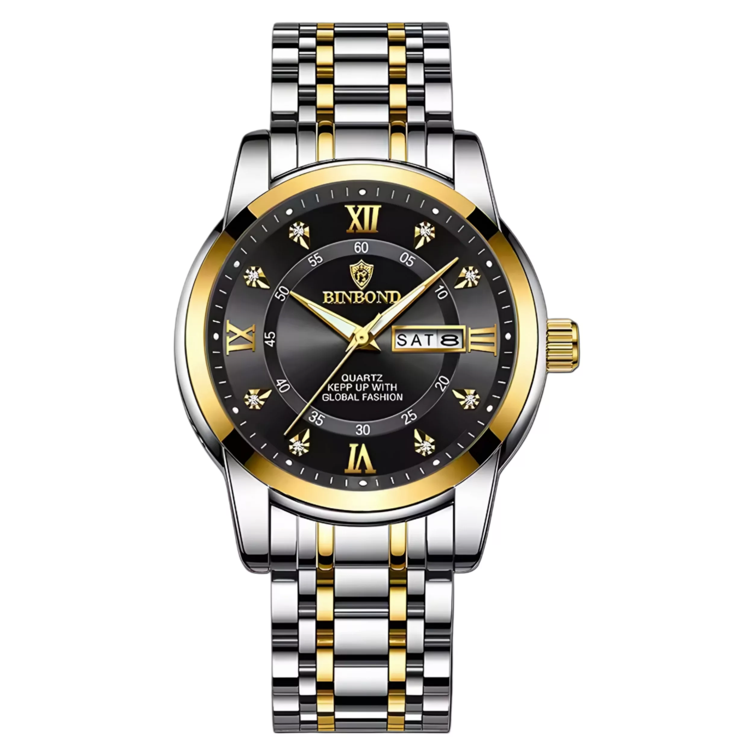 ساعت مچی عقربه‌ای کوارتز مردانه بین باند مدل کلاسیک اسپرت دی دیت بند استیل طرح بافت کد B.3