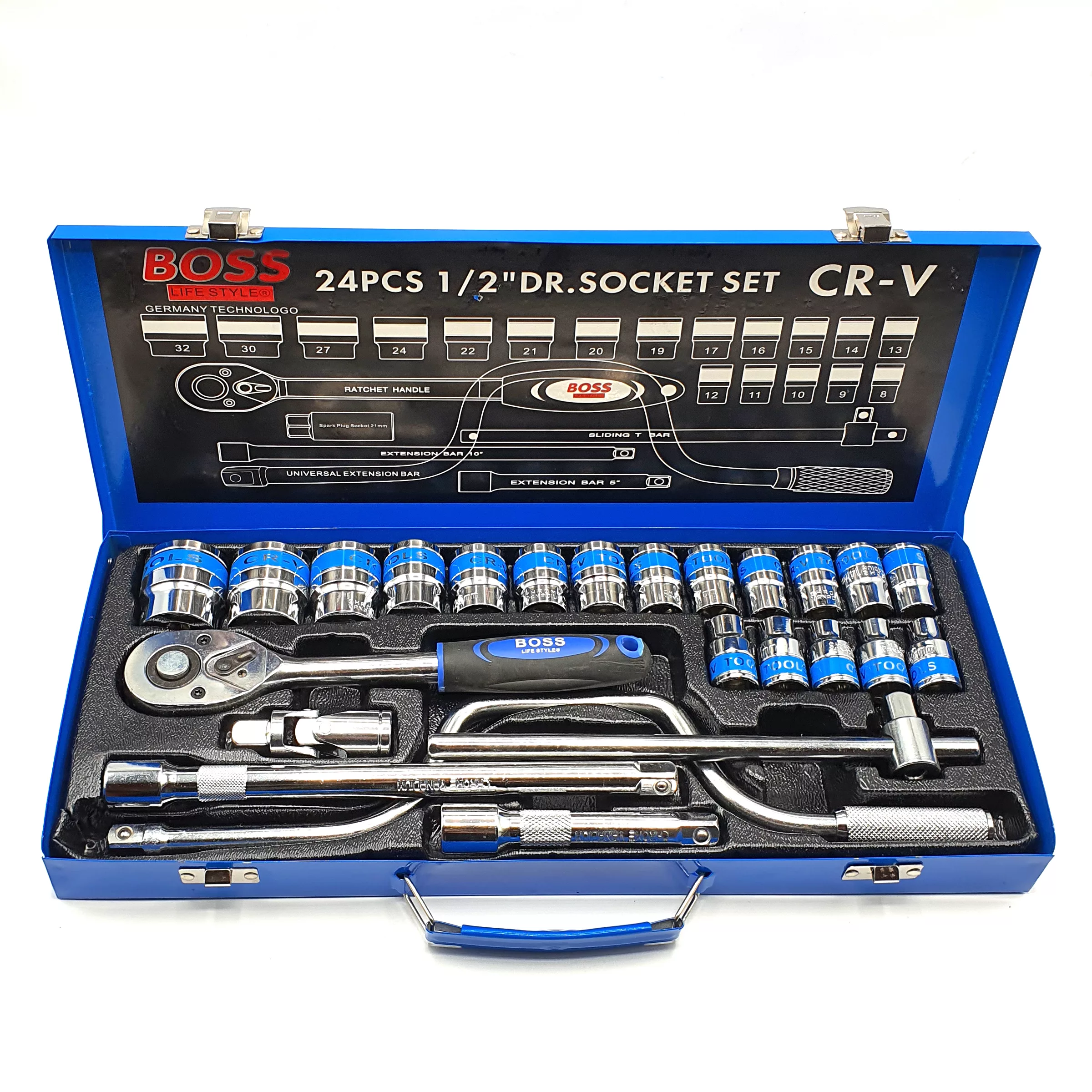 آچار بکس باس مدل Cr-v مجموعه 24 عددی آچار بکس باس مدل Cr-v مجموعه 24 عددی