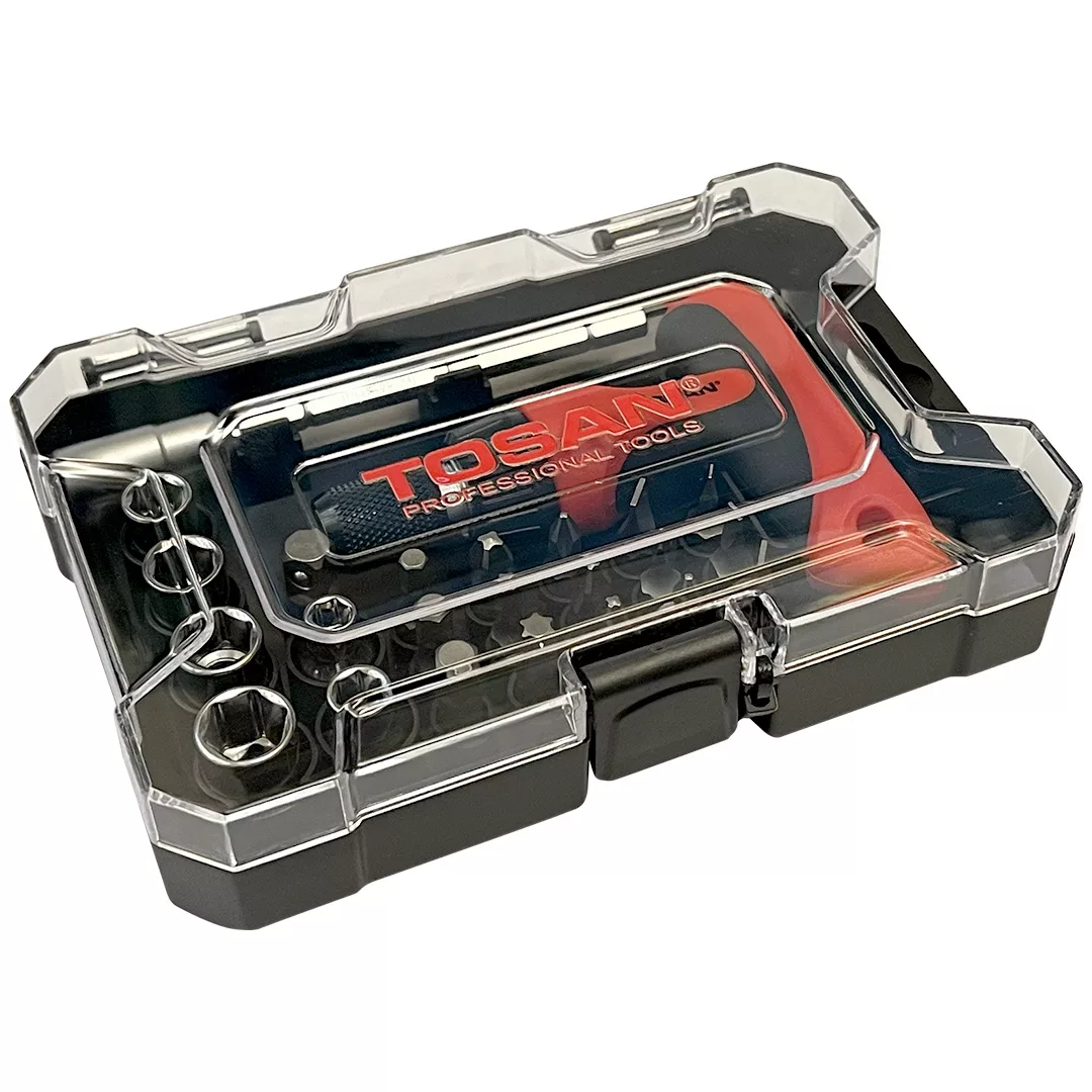 مجموعه 24 عددی سری بکس و پیچ گوشتی جغجغه ای توسن مدل T814 - S24