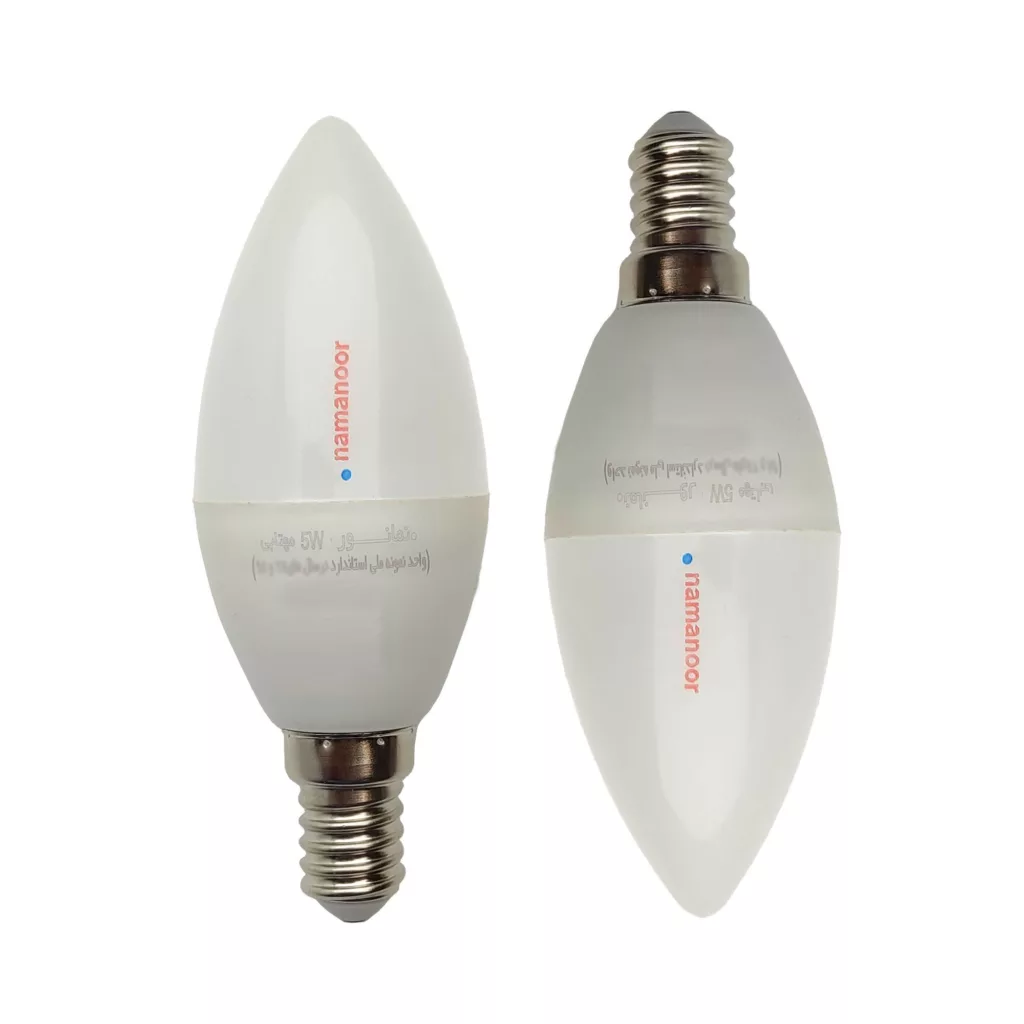 لامپ ال ای دی 5 وات نمانور مدل شمعی پایه E14 بسته دو عددی