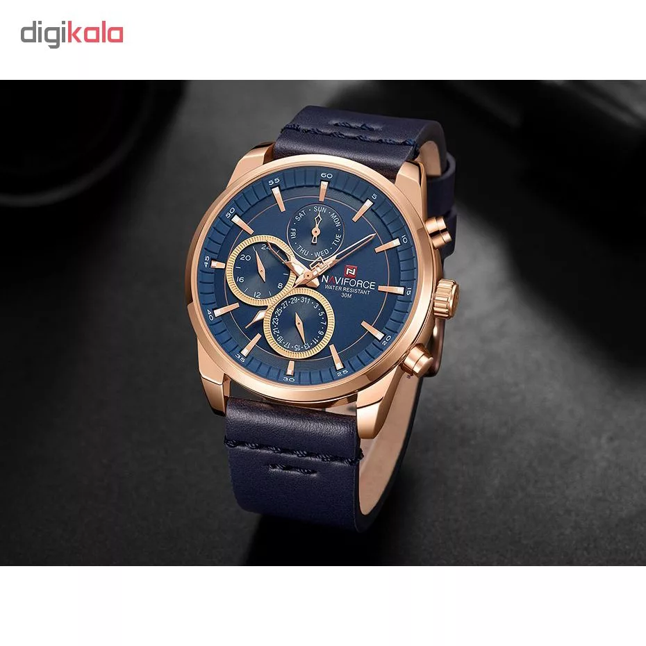 ساعت مچی عقربه ای مردانه نیوی فورس مدل NF9148M / SO -TA به همراه دستمال مخصوص نانو برند کلیر واچ