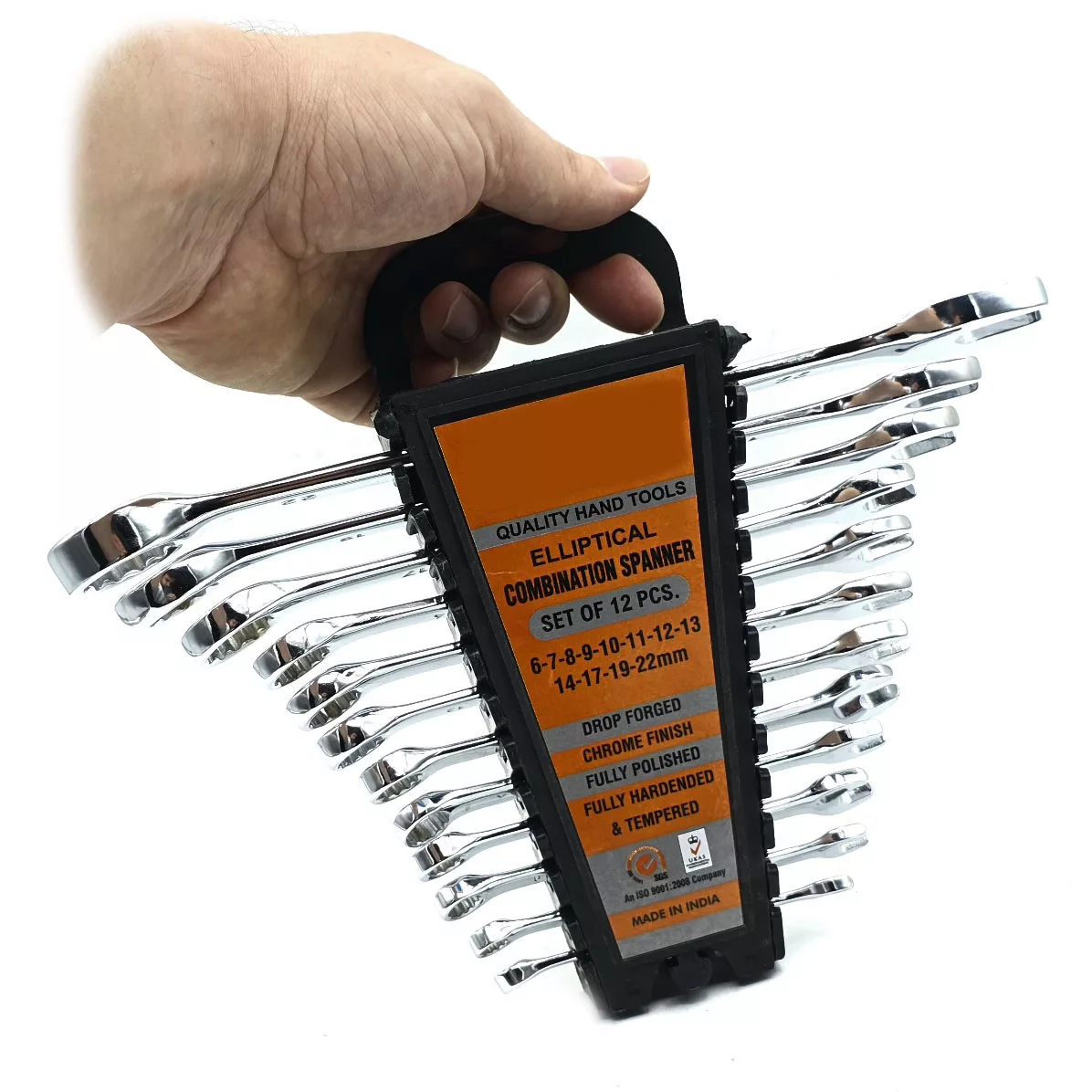 آچار یکسر تخت و یکسر رینگی هانتر مدل chrom-vanadium مجموعه 12 عددی
