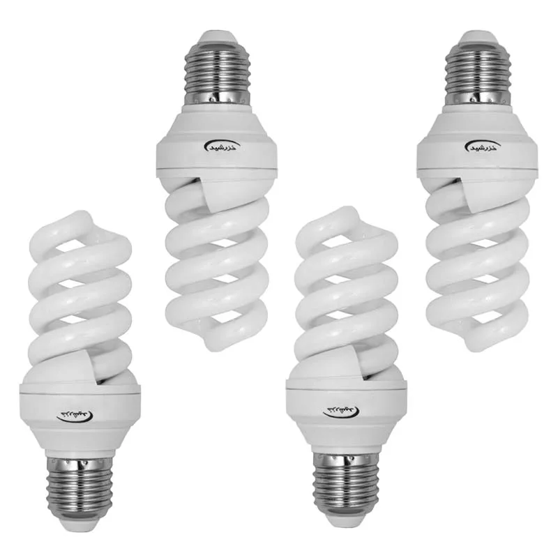 لامپ 15 وات خزرشید پایه E27 مدل نیم پیچ بسته 4 عددی