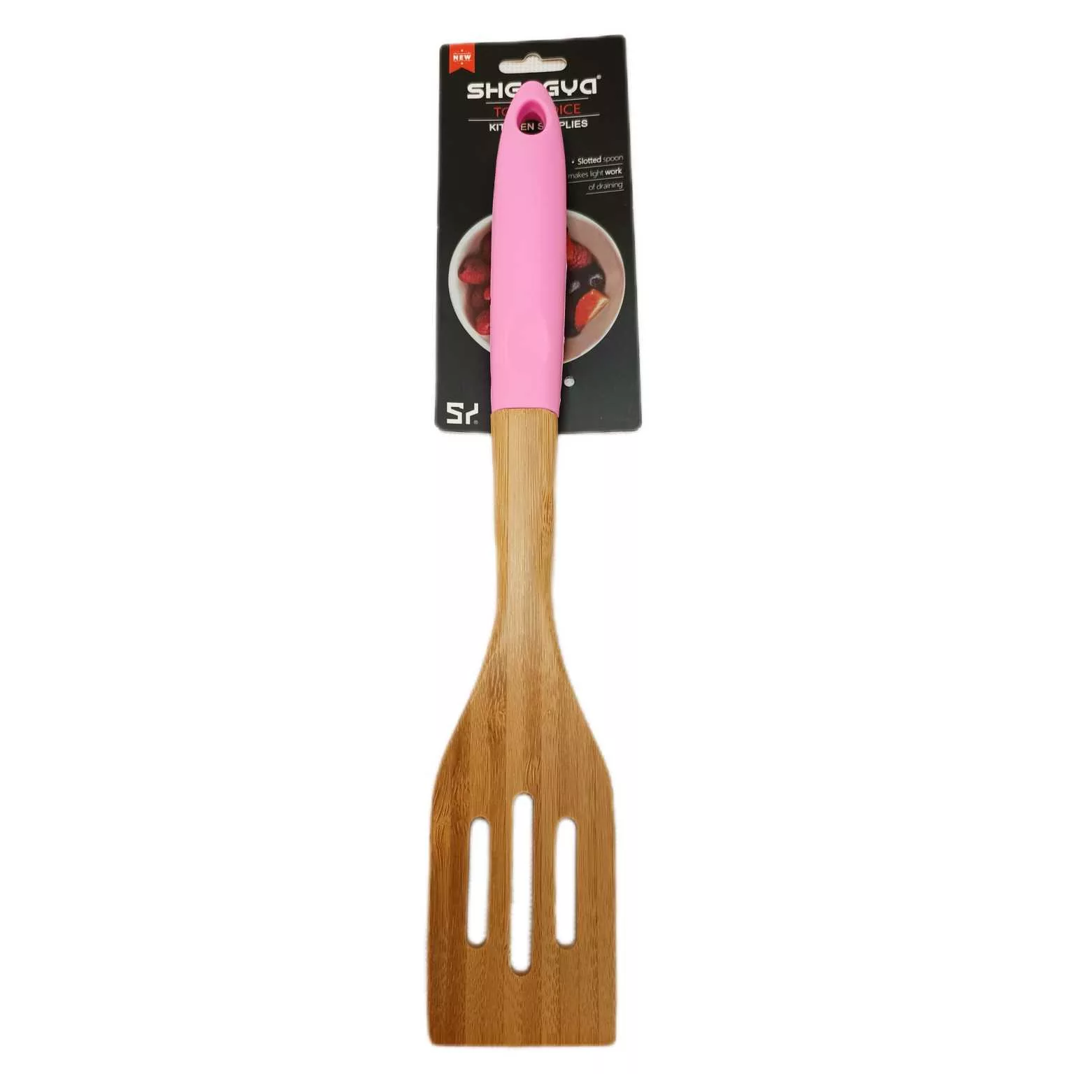 سرویس کفگیر و ملاقه 3 پارچه شنگیا مدل دسته سیلیکون بامبو