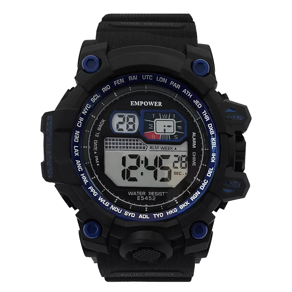ساعت مچی دیجیتال مردانه امپاور مدل اسپرت ضدآب استخری چراغدار ورزشی کد 1298
