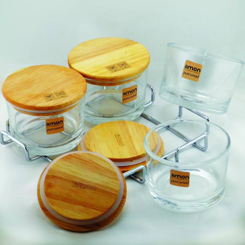 اردوخوری لیمون مدل پایه استیل طرح چوبی مجموعه 5 عددی