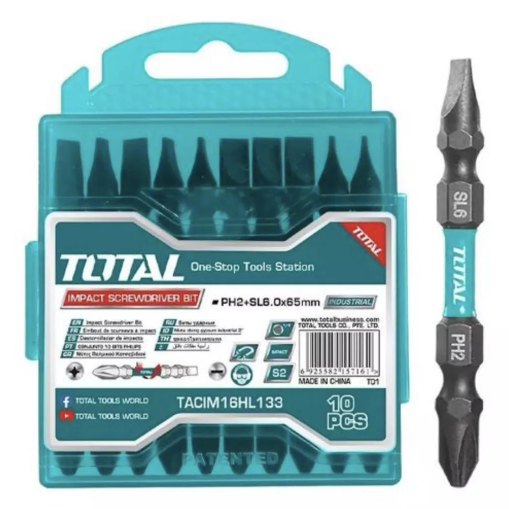 سری پیچ گوشتی یکسر چهارسو یکسر دو سو توتال مدل TACIM16HL133 بسته 10 عددی