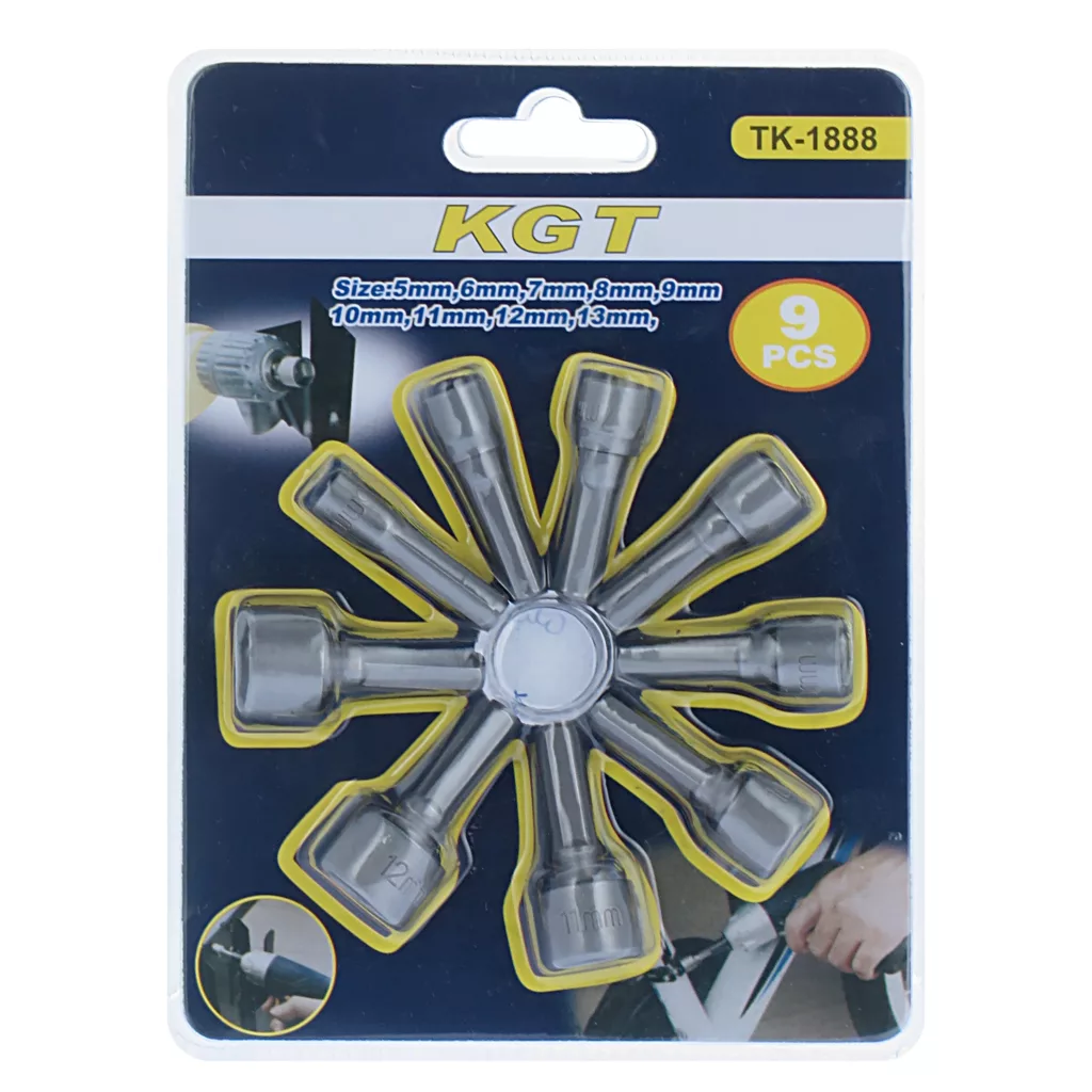 آچار بکس سر دریلی کی جی تی مدل K G T -009  بسته 9 عددی