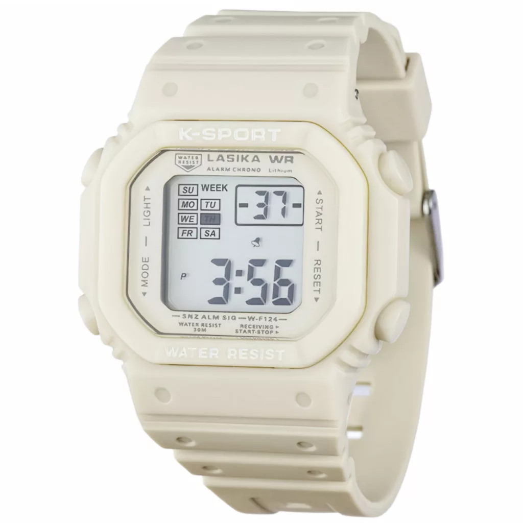 ساعت مچی دیجیتال لاسیکا مدل کوارتز تک زمانه بند پیو کرنومتر دار کد ۴