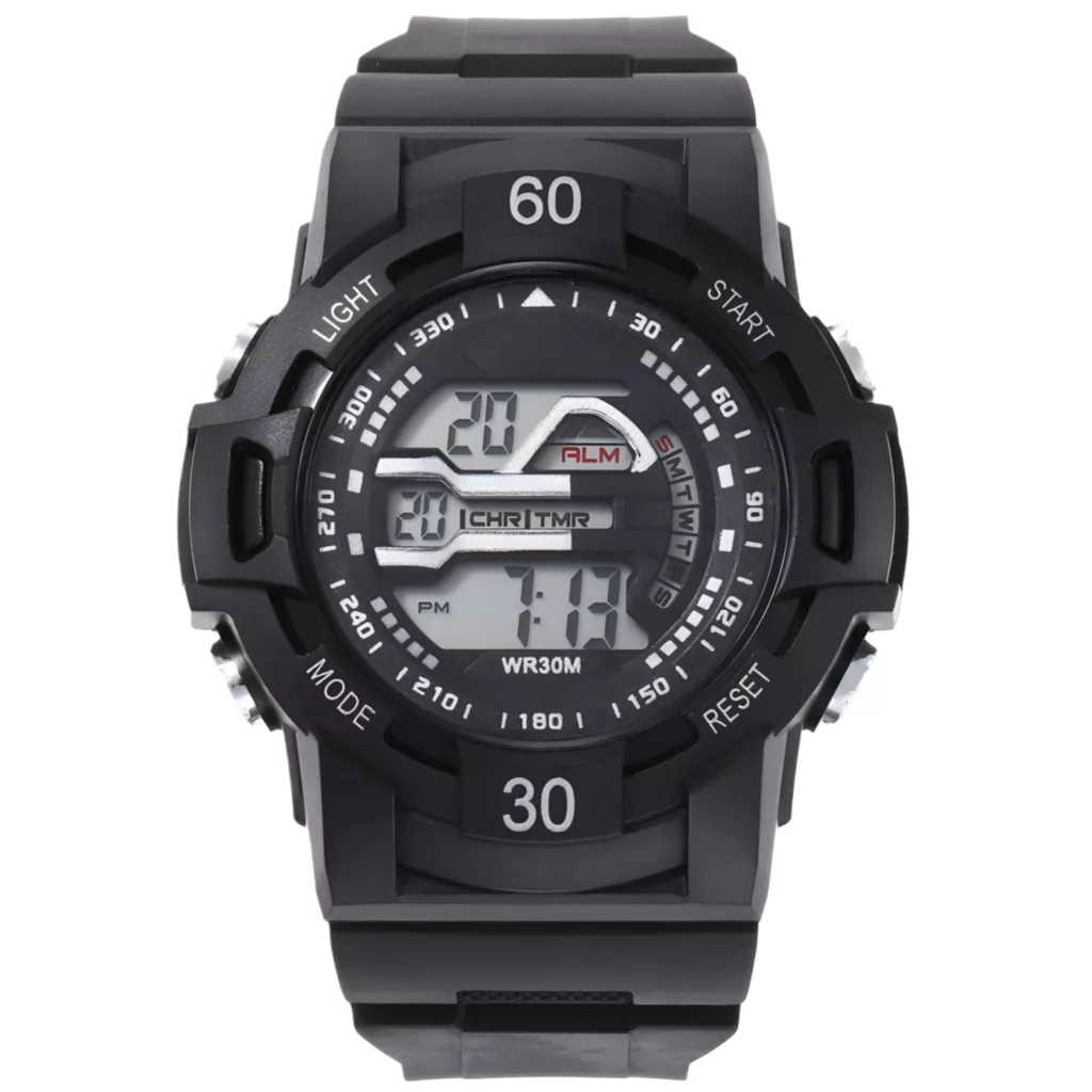 ساعت مچی دیجیتال مدل اسپرت تک زمانه کرنوگراف بند پیو کد ۵