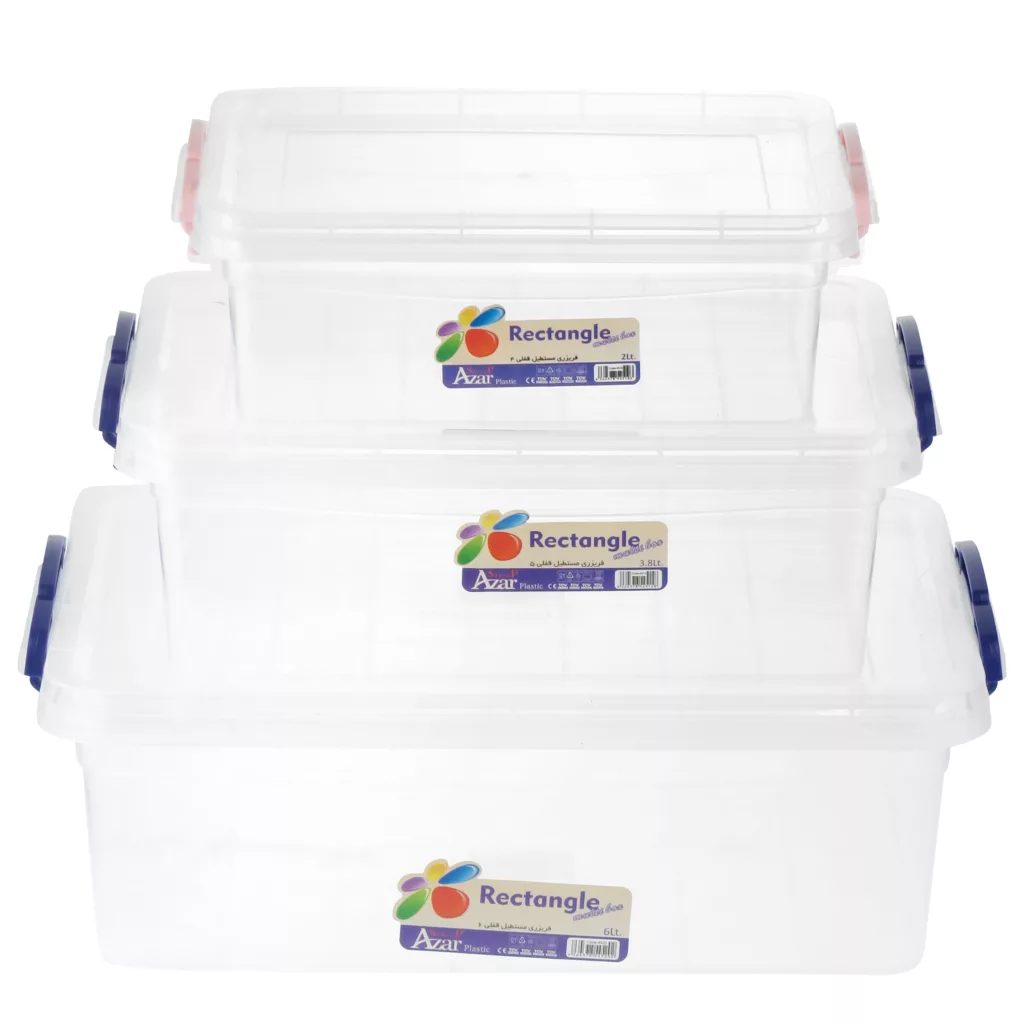 ظرف نگهدارنده آذر پلاستیک مدل درب دار قفلی کد 456 مجموعه 3 عددی