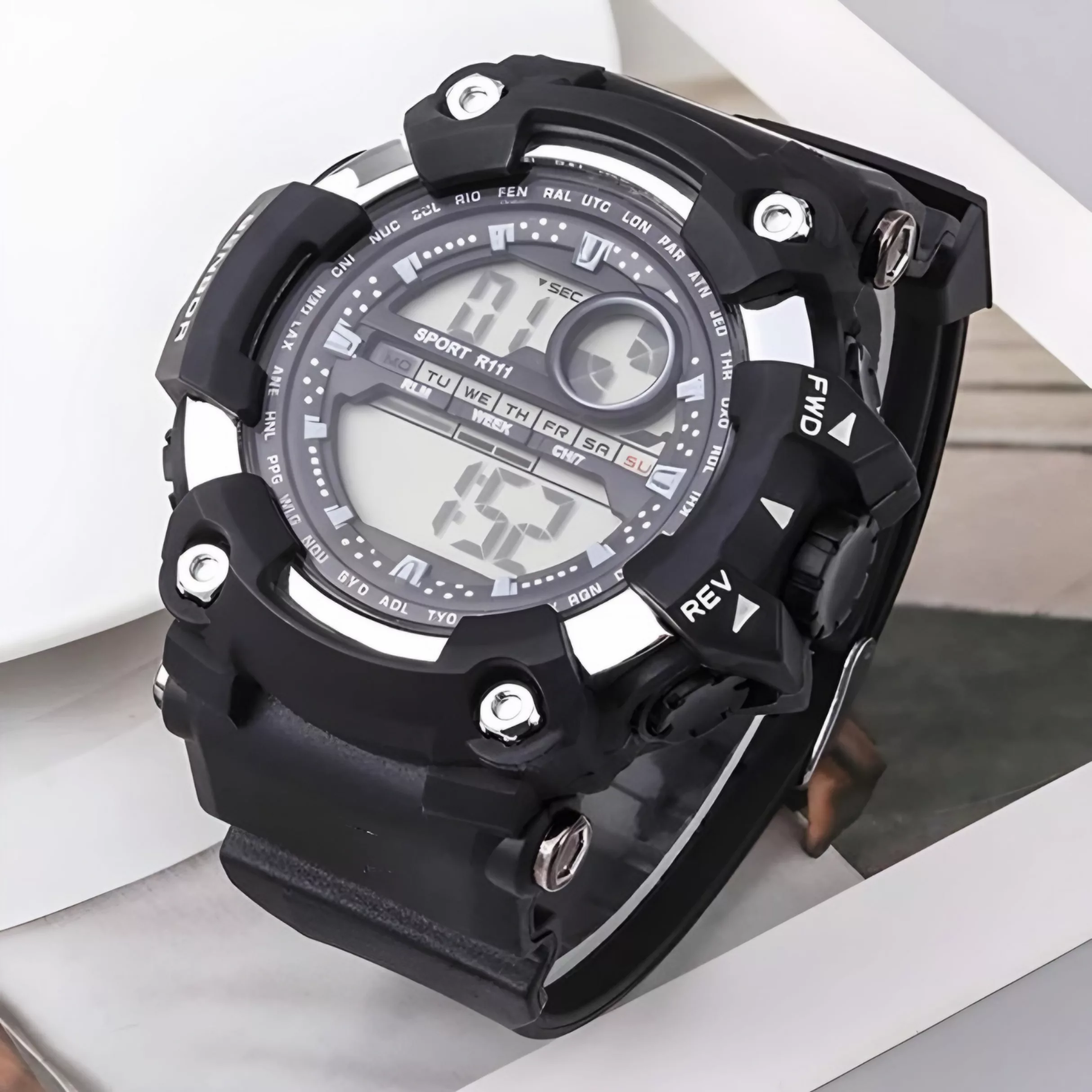 ساعت مچی دیجیتال مدل تک زمانه کرنومتر دار کد ۱