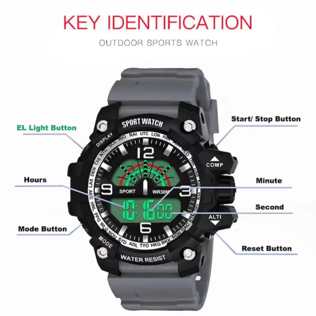 ساعت مچی دیجیتال مردانه مدل اسپرت تک زمانه کرنوگراف بند پیو کد S1