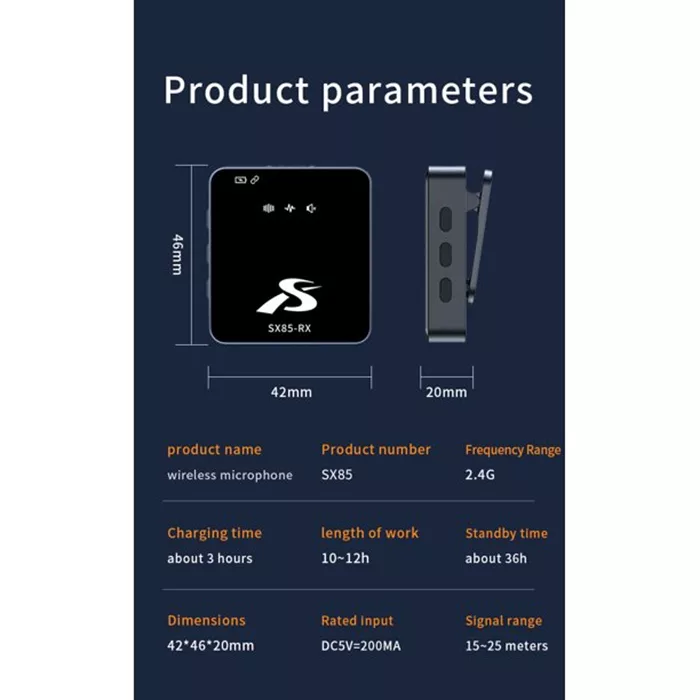 ست میکروفن یقه ای بی سیم مدل SX85 Dual Mic Iphone