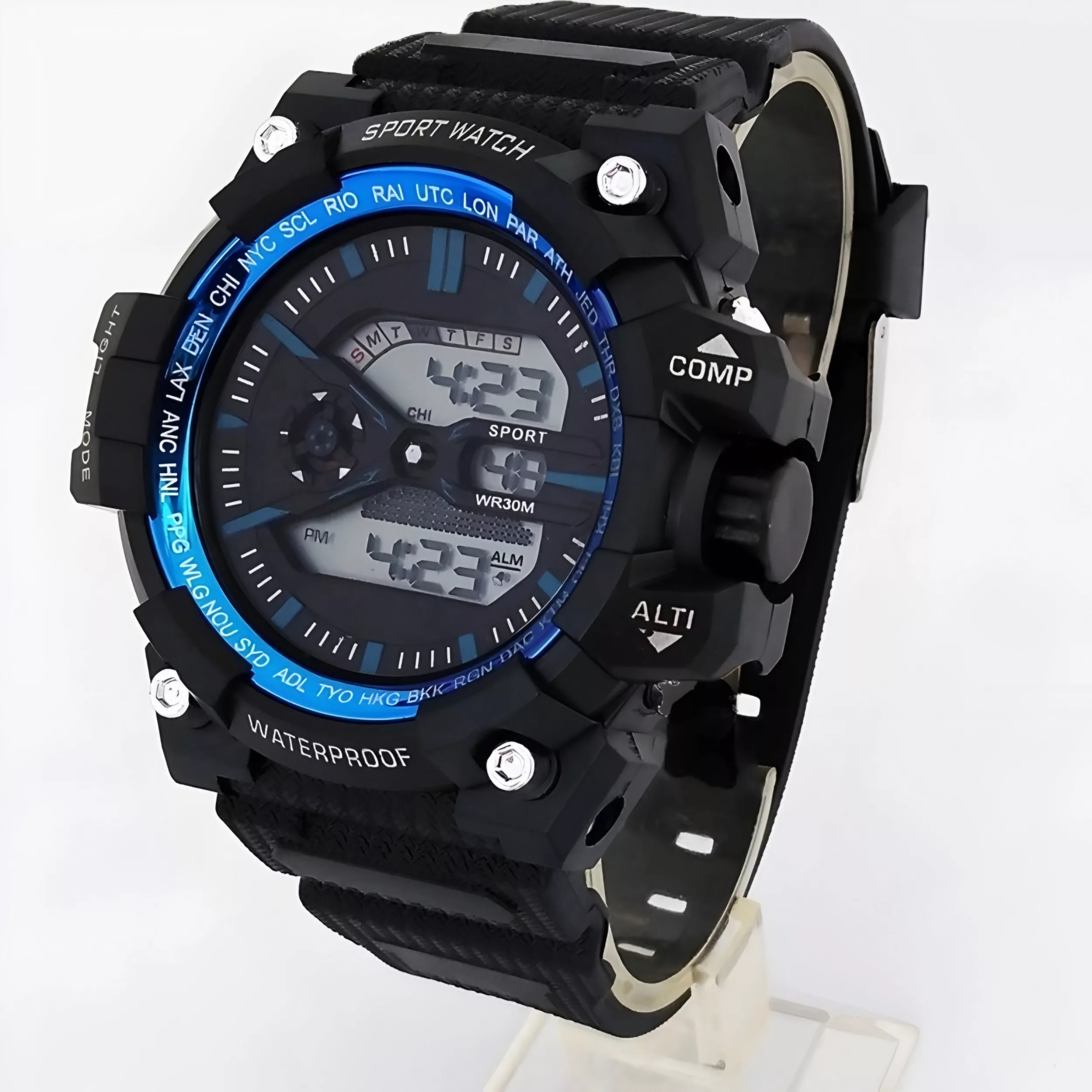 ساعت مچی دیجیتال مدل اسپرت تک زمانه کرنوگراف بند پیو کد S2