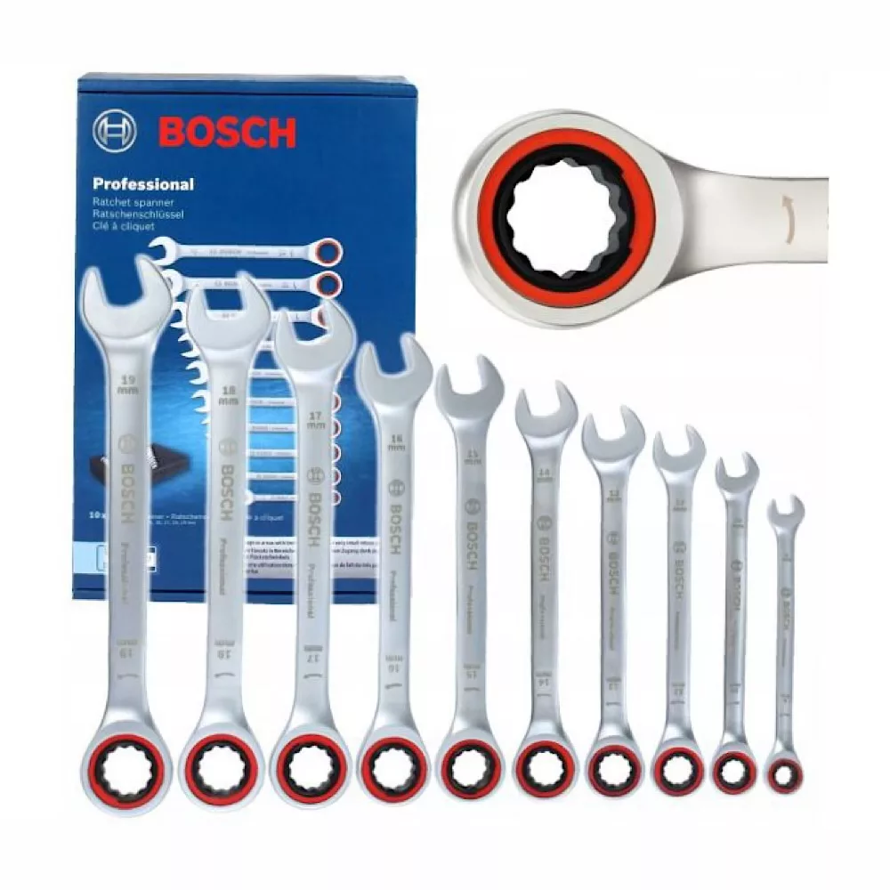 آچار يک سر جغجغه یک سر تخت بوش مدل ‏1600A02AU0 بسته 10 عددی