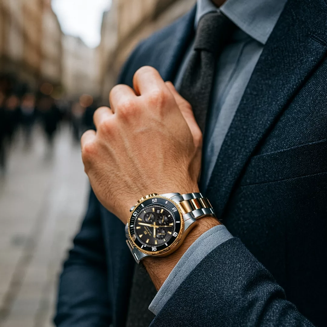 ساعت مچی عقربه‌ای کوارتز مردانه وا وا ووم مدل کلاسیک لوکس سه موتور فعال کرنوگراف بند استیل کد JV1