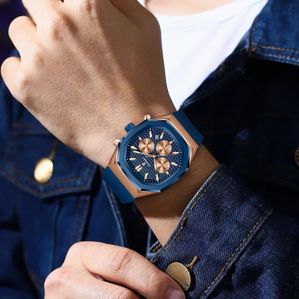 ساعت مچی عقربه‌ای کوارتز مردانه پوداگار مدل اسپرت سه موتور فعال کرنوگراف بند پیو کد P.S2