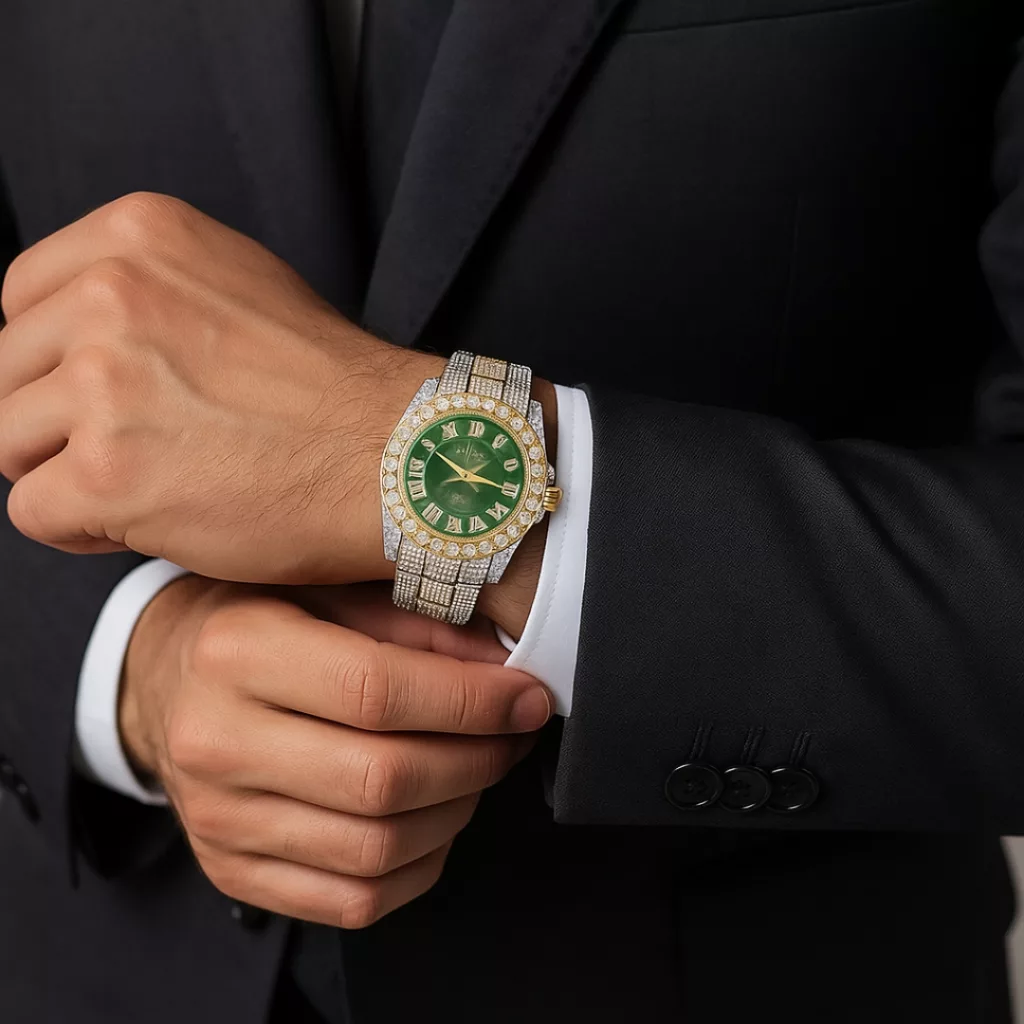 ساعت مچی عقربه‌ای کوارتز مردانه مدل لوکس فول نگین دیت جاست قفل مخفی کد ۲