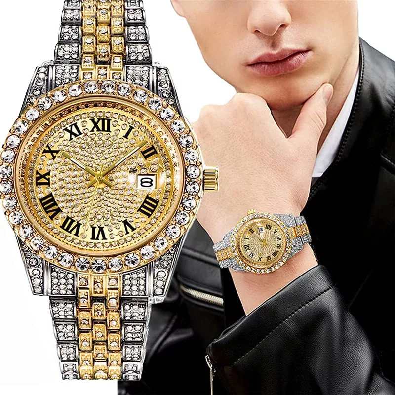 ساعت مچی عقربه‌ای مردانه مدل لوکس نگین دار کد 2023