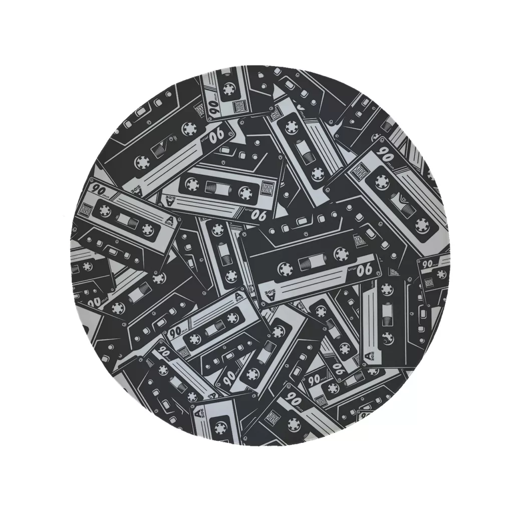 پادری مدل دایره طرح نوار کاست کد 8355 سایز 90 × 90 سانتی متر