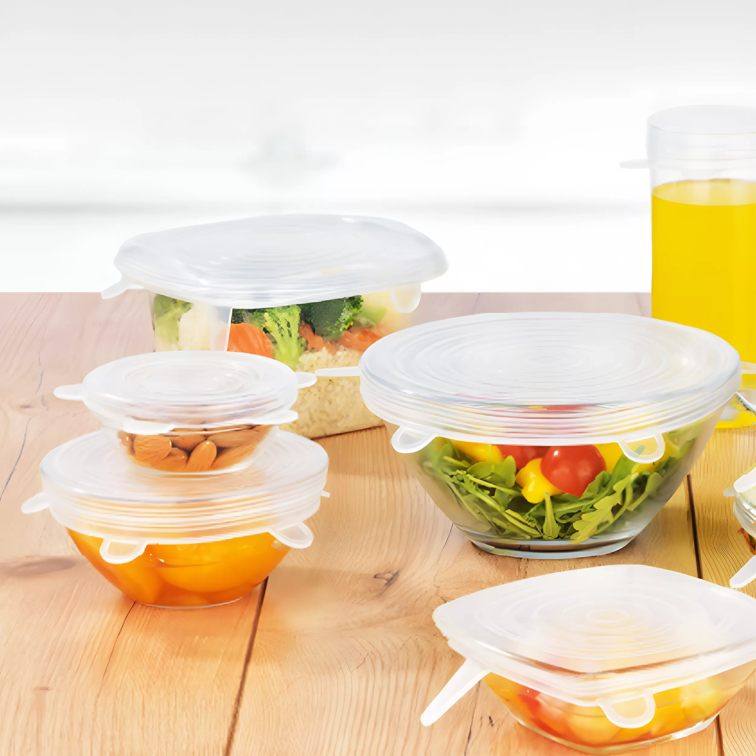 درپوش ظرف مدل سیلیکونی کد IL1016 مجموعه 6 عددی