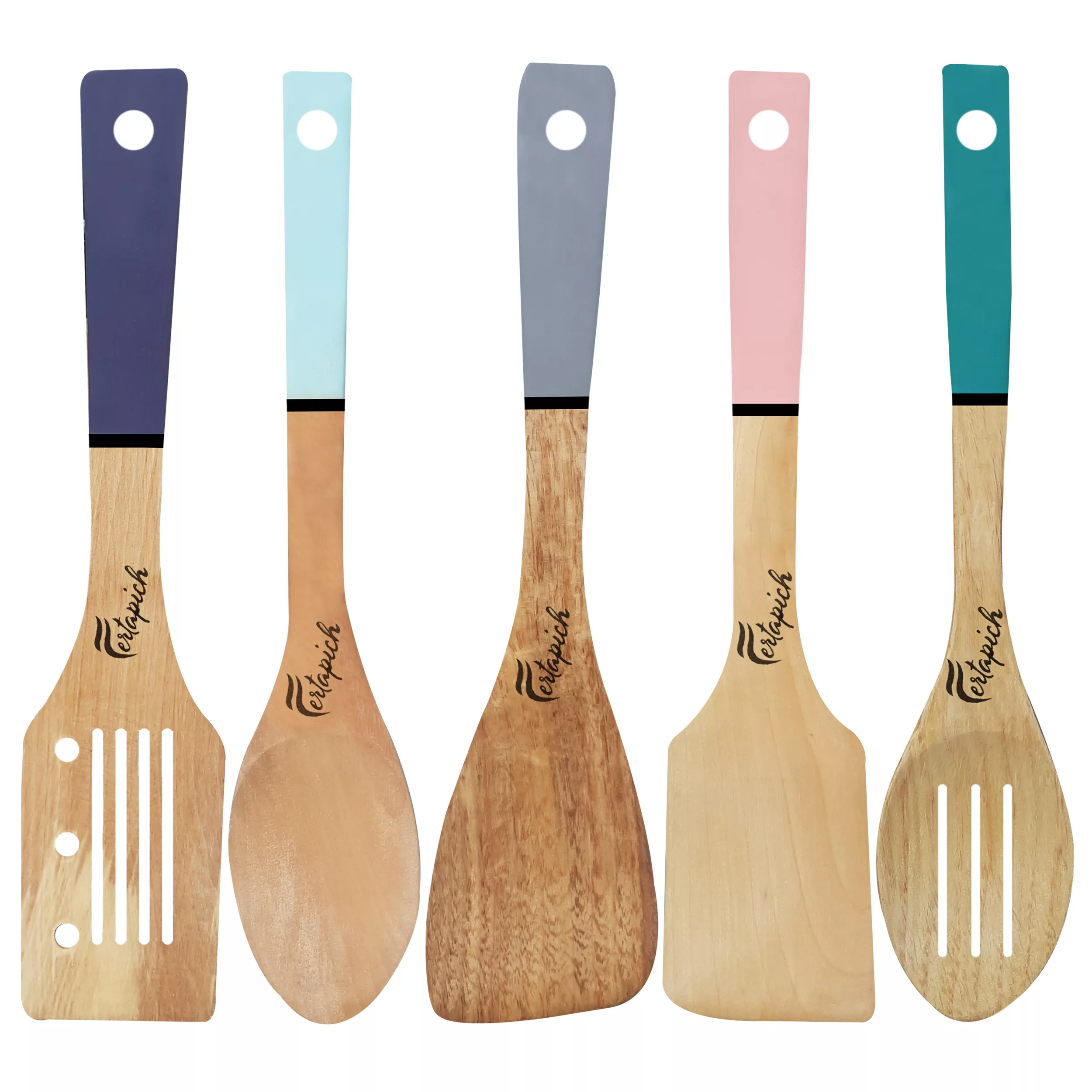 سرویس کفگیر و ملاقه 5 پارچه فرتاپیچ مدل چوبی کد 020