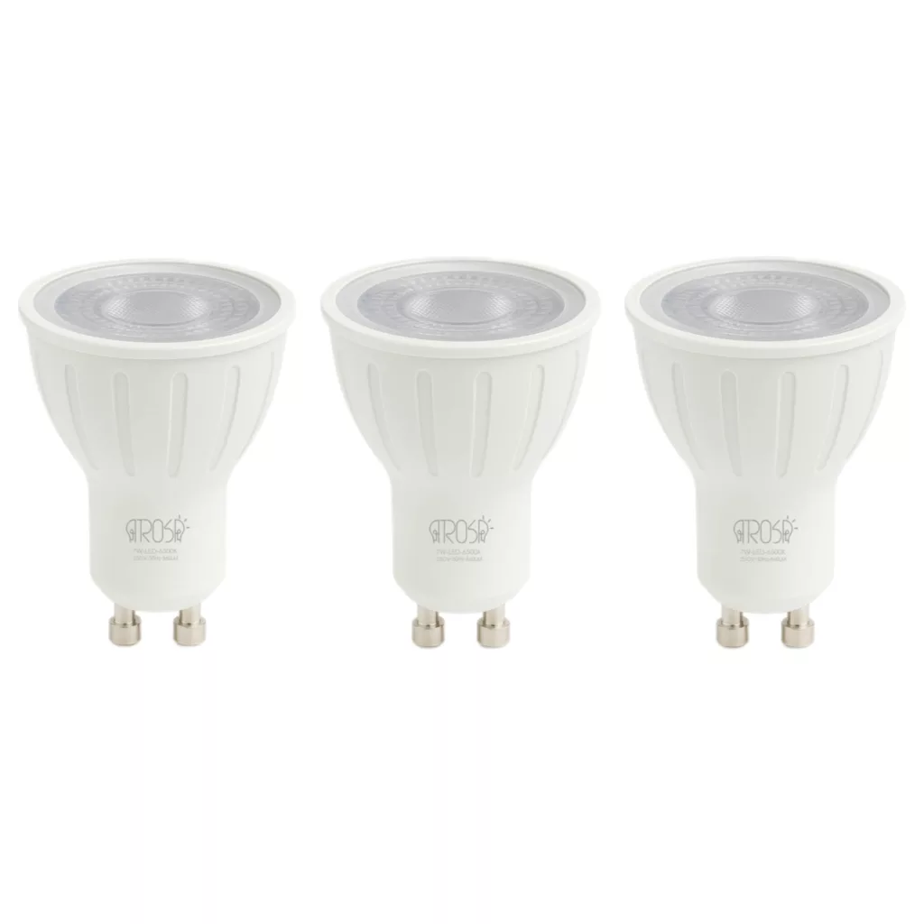 لامپ ال ای دی 7 وات آتروسا مدل هالوژنی پایه GU10 مجموعه 3 عددی
