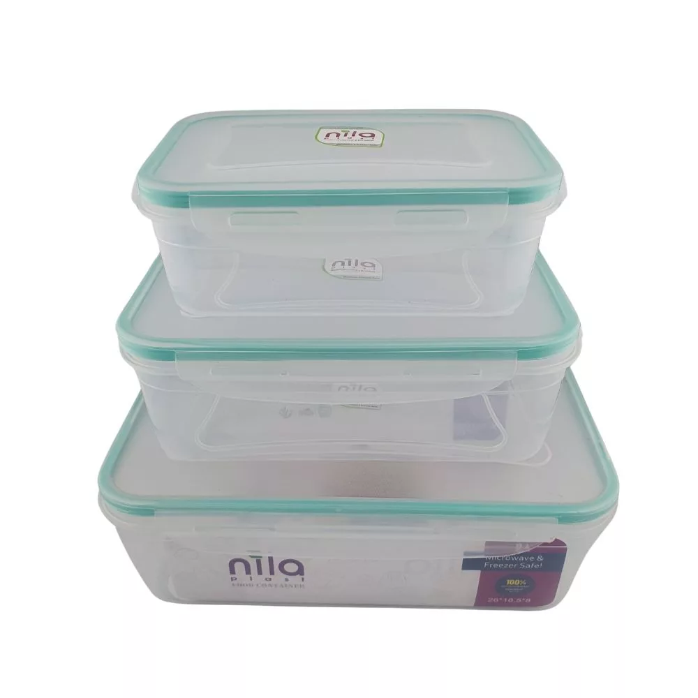 ظرف نگهدارنده نیلا مدل مستطیل مجموعه 3 عددی