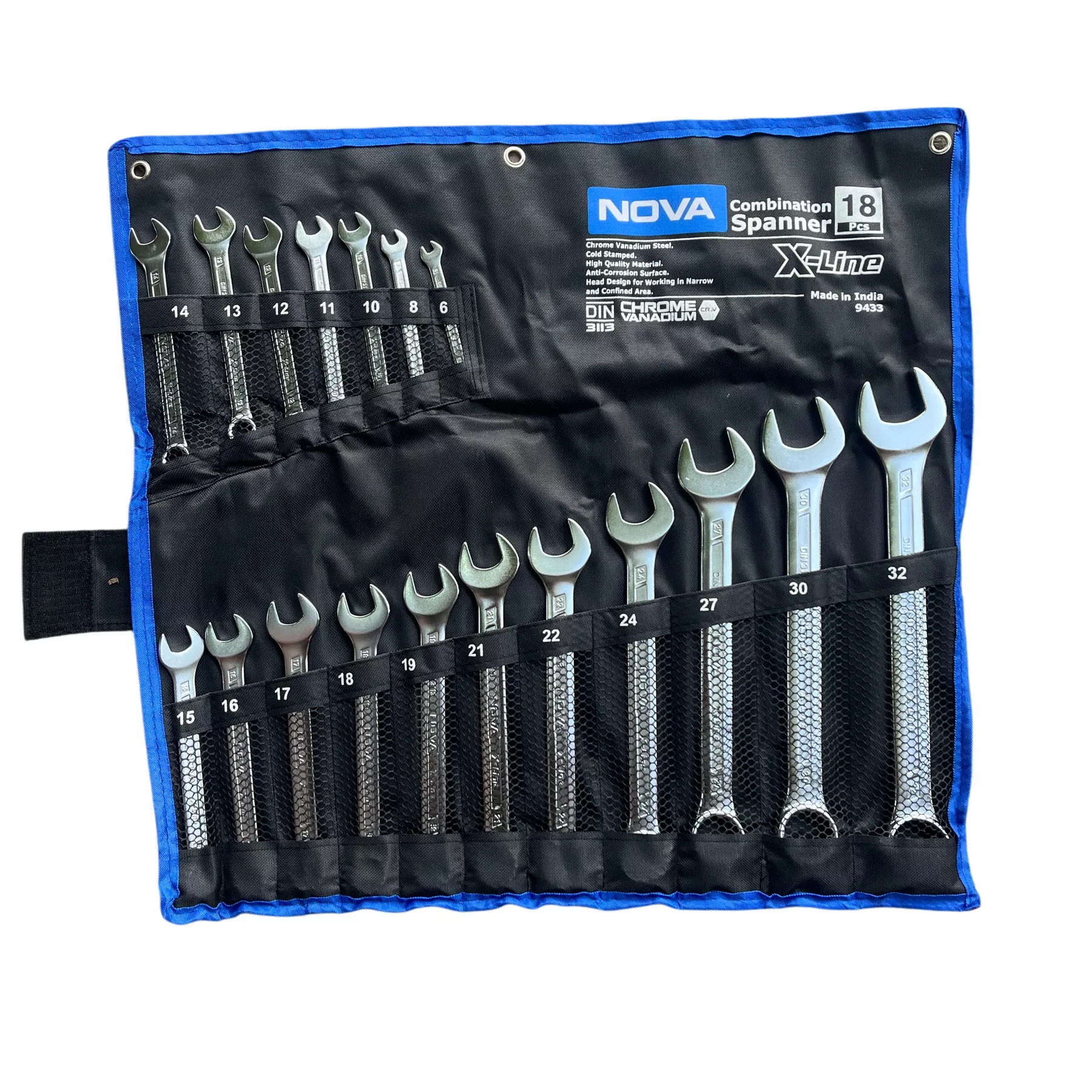 آچار یکسر تخت یکسر رینگی نووا مدل 9433 مجموعه 18 عددی