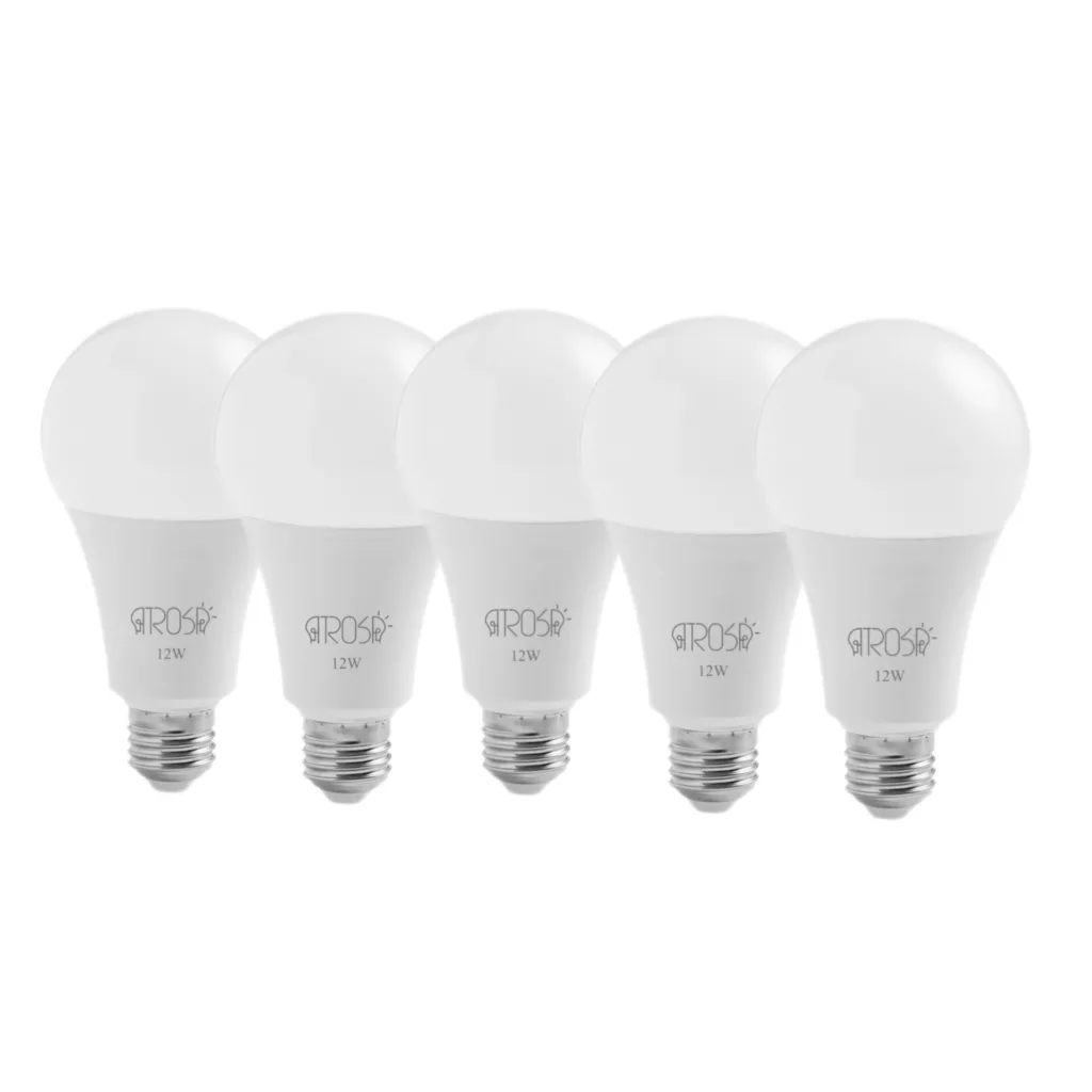 لامپ ال ای دی 12 وات آتروسا مدل حبابی پایه E27 مجموعه 5 عددی