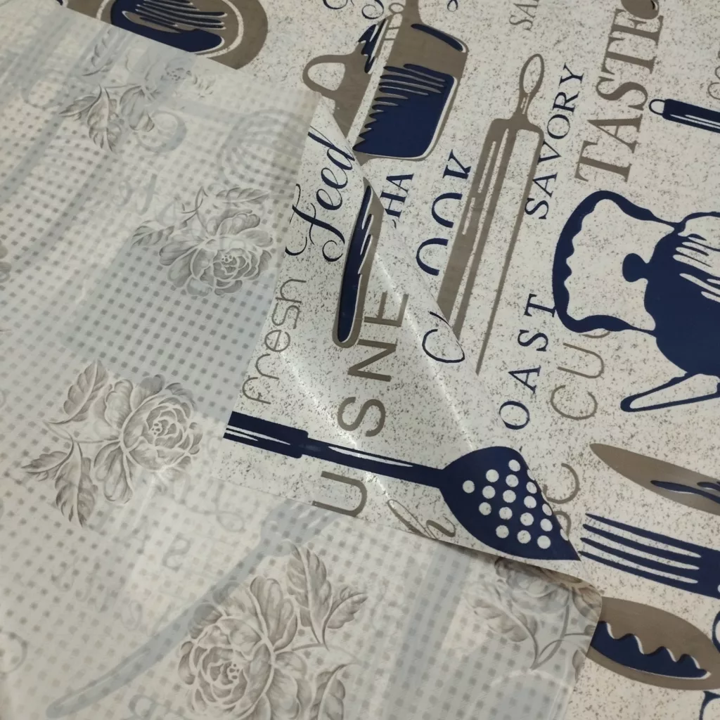 سفره 8 نفره مدل پی وی سی طرح کارد و چنگال سایز 200 × 100 سانتی متر