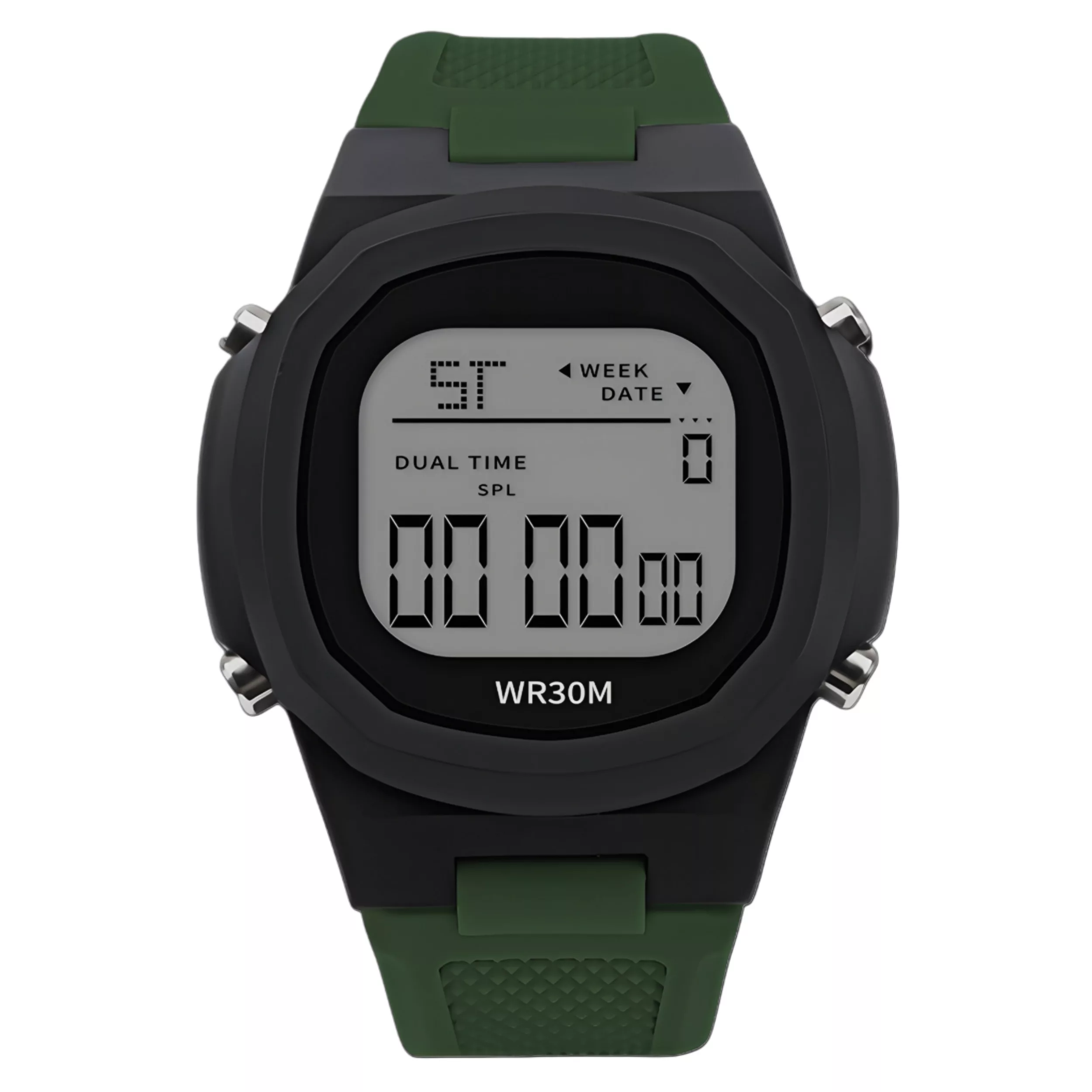 ساعت مچی دیجیتال مدل کوارتز تک زمانه کرنومتر دار بند پیو ضد آب کد ۱.۳